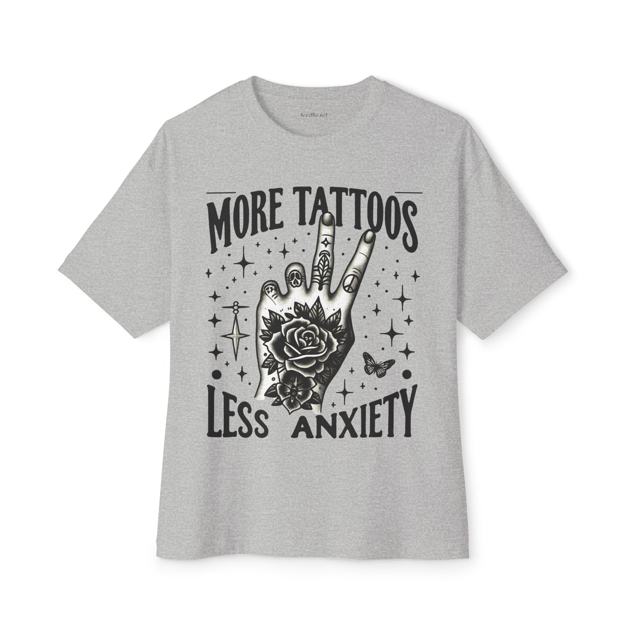 More Tattoos Less Anxiety Unisex Oversized Boxy Tee