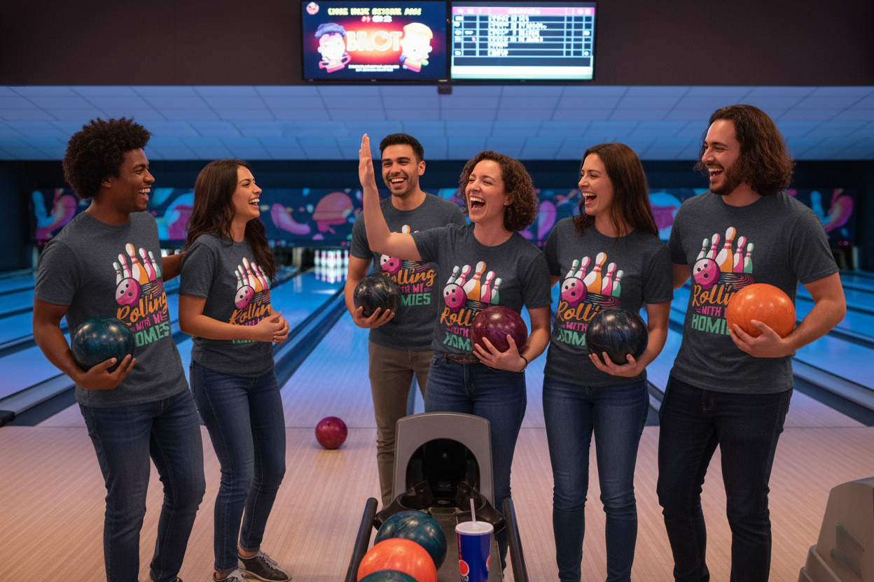Rolling with My Homies (Bowling) Unisex Softstyle T-Shirt 100% Cotton