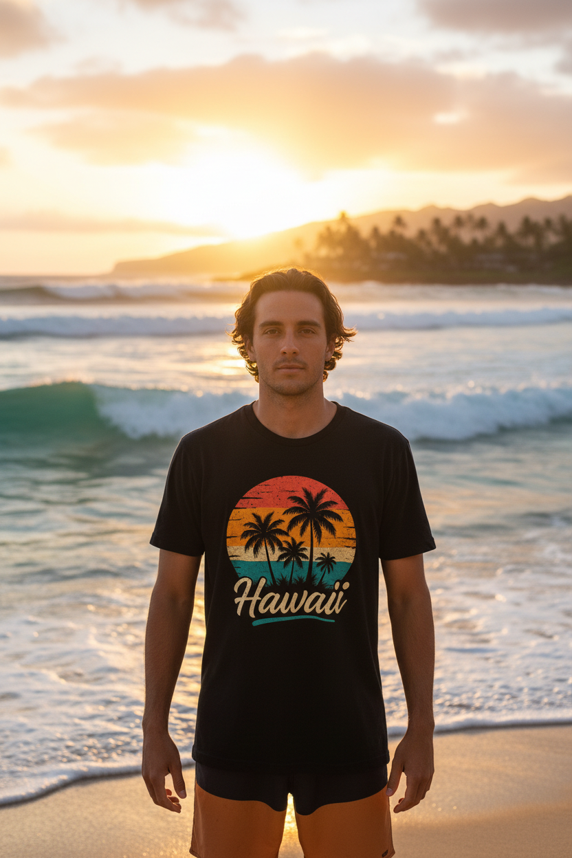 Retro Hawaii Unisex Softstyle T-Shirt 100% Cotton