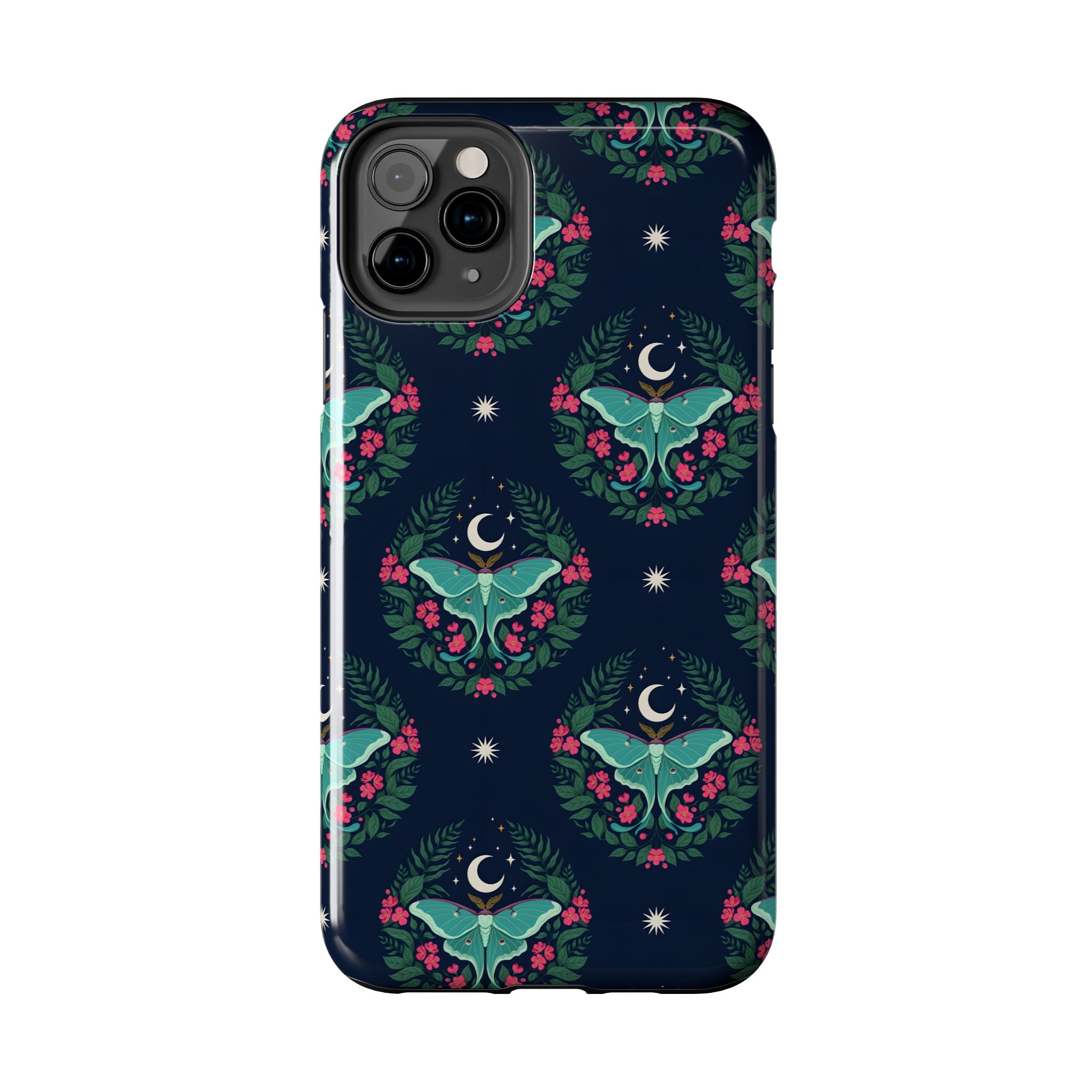 Moon Moth Tough Phone Case — Botanical Nightscape Protective Cover