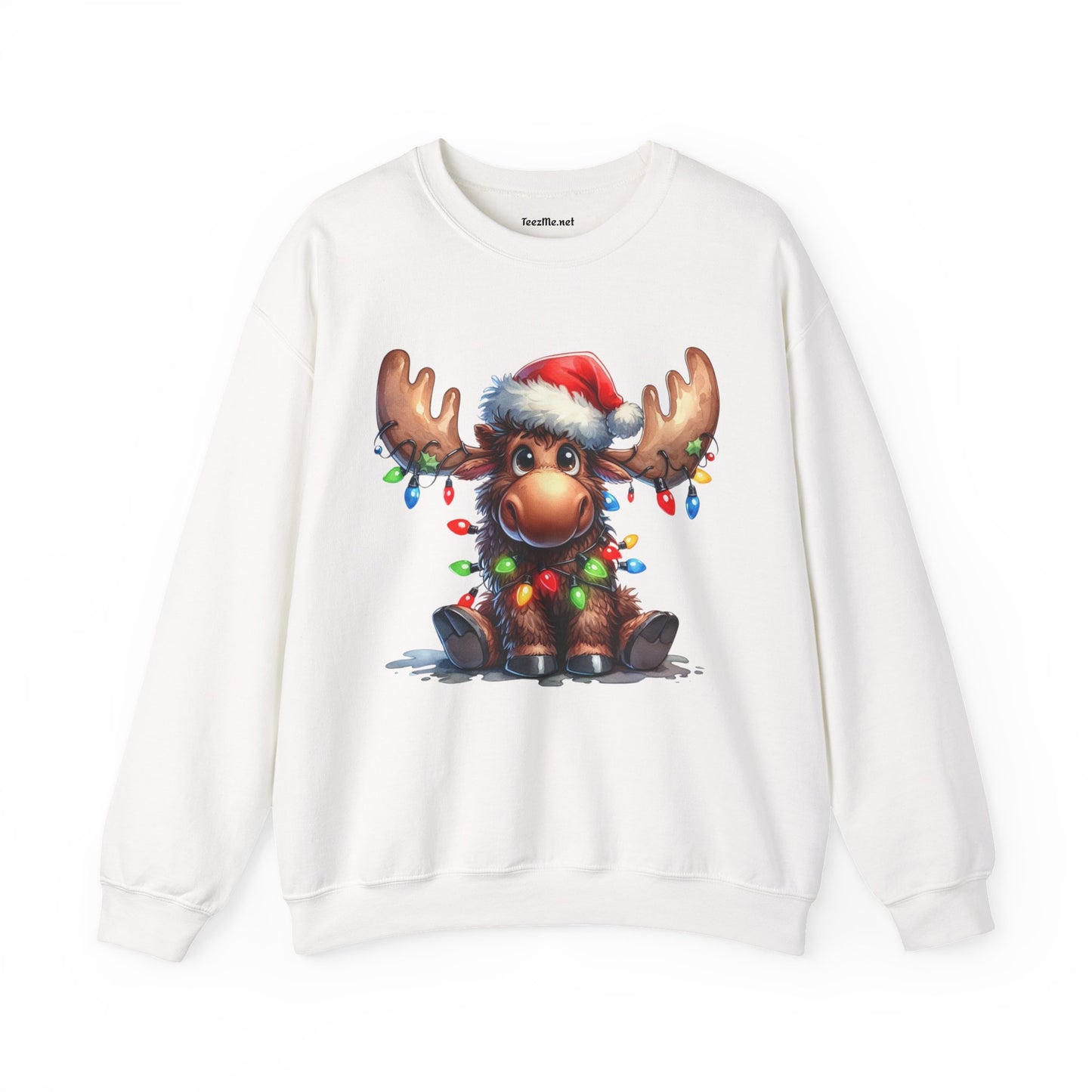 Adorable Christmas Moose Unisex Heavy Blend™ Crewneck Sweatshirt Graphic Seasonal