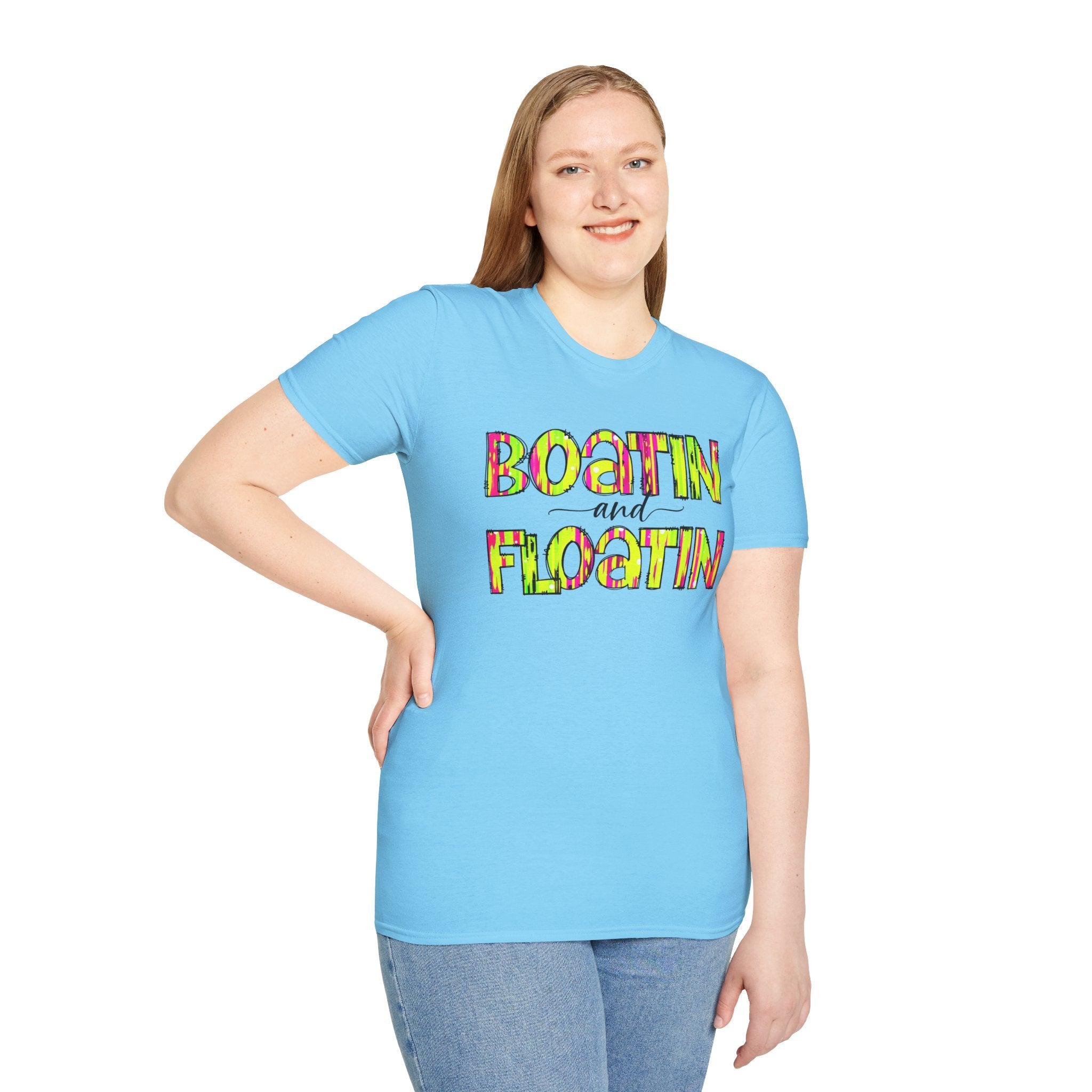 Boatin and Floatin - Unisex Softstyle T-Shirt 100% Cotton Graphic