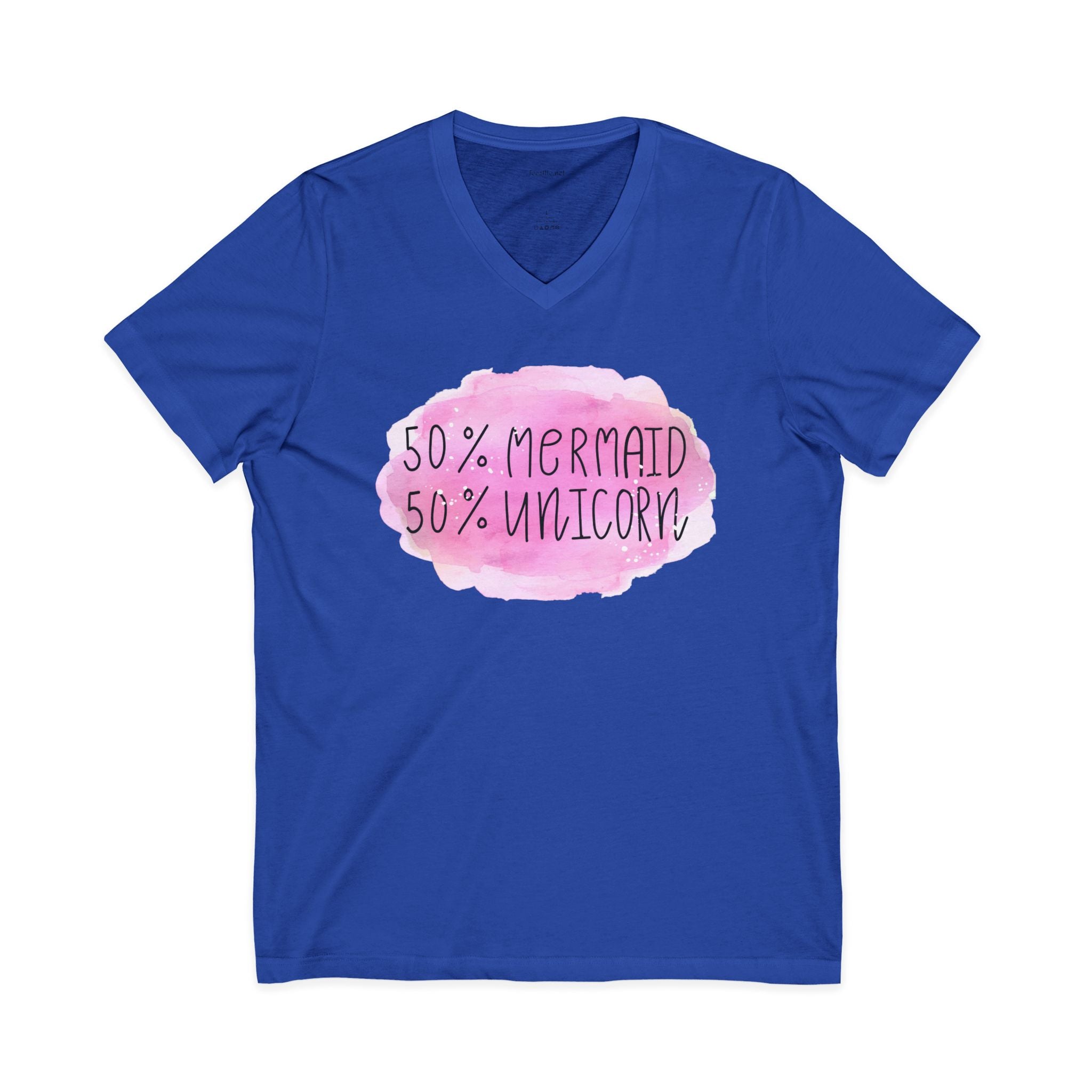 50% Mermaid 50% Unicorn - Unisex Jersey Short Sleeve V-Neck Tee