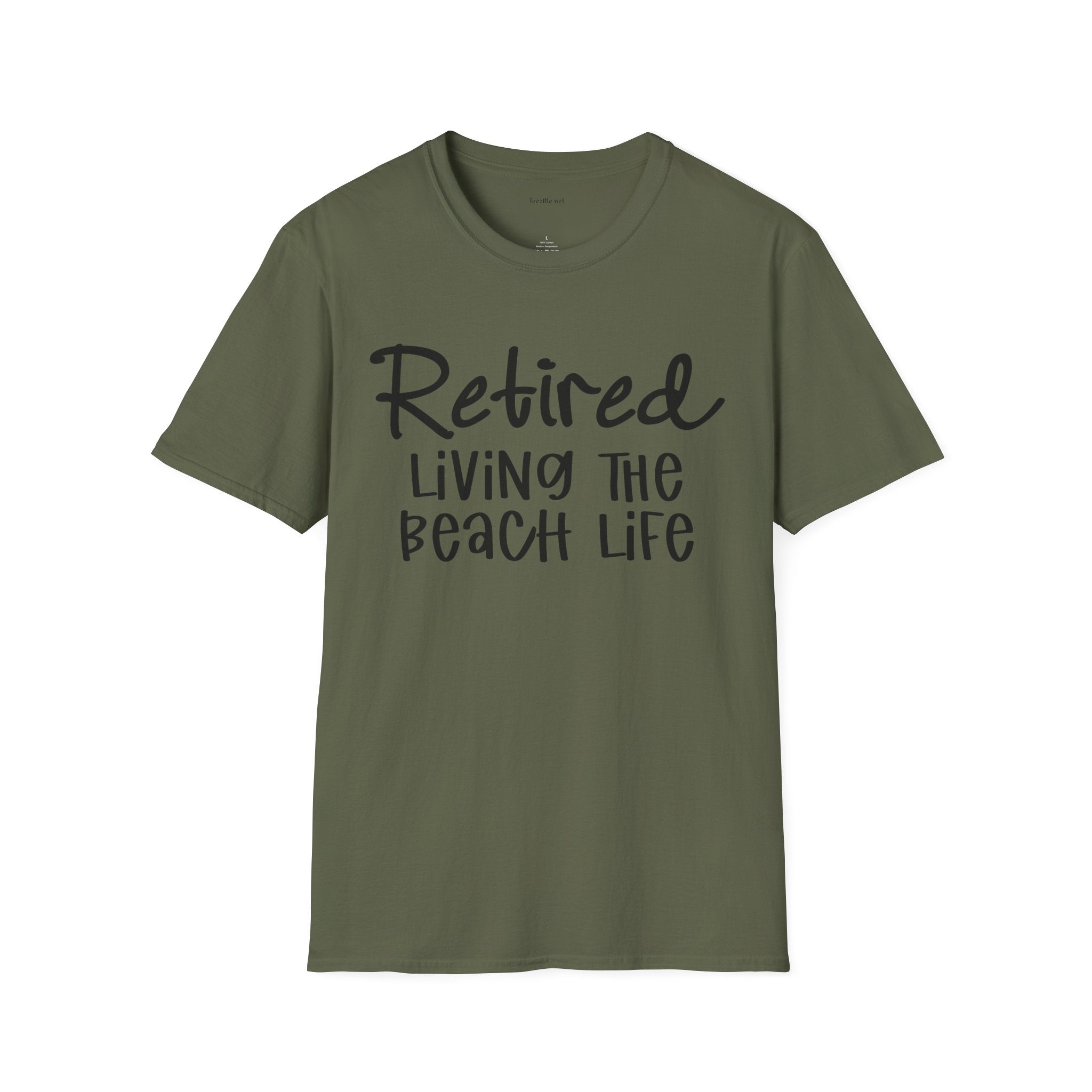 Retired Living the Beach Life  - Unisex Softstyle T-Shirt 100% Cotton Graphic