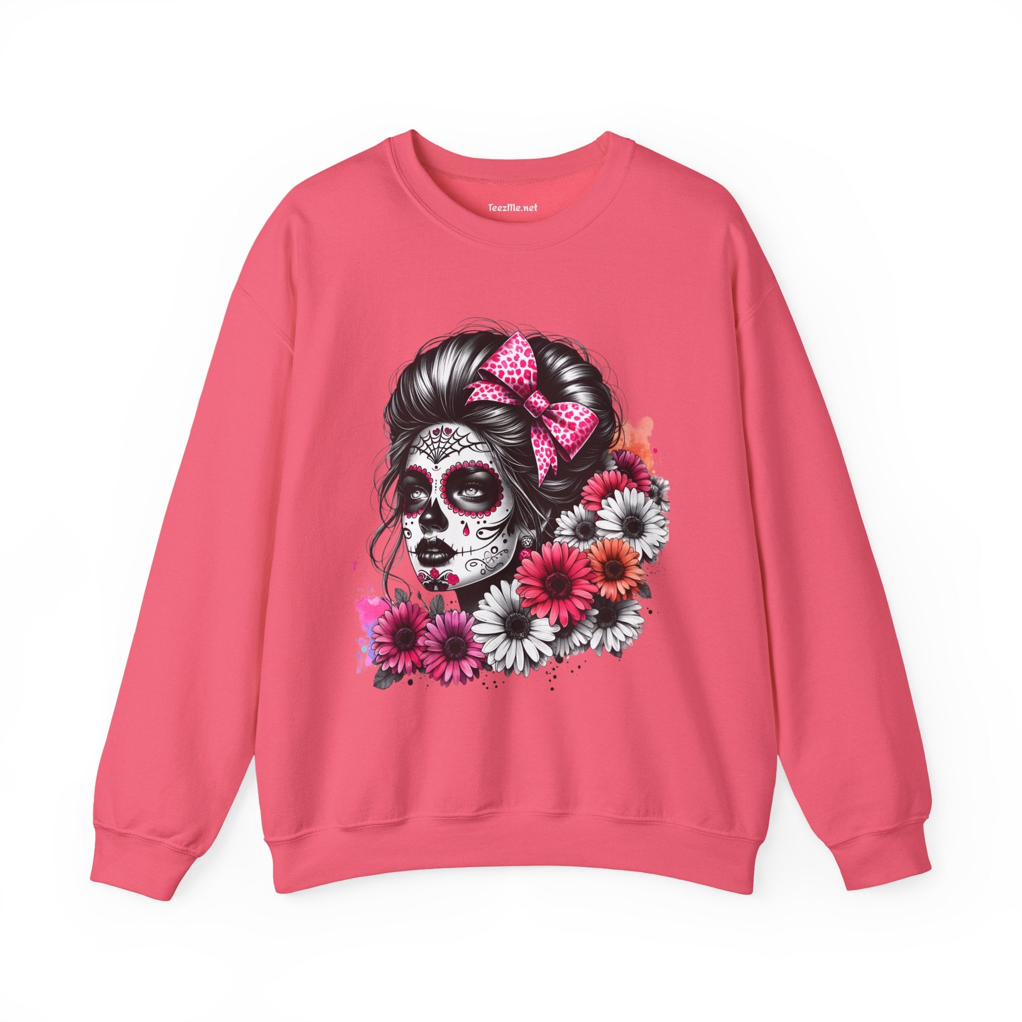Day of the Dead Woman Sugar Skull Unisex Heavy Blend™ Crewneck Sweatshirt Graphic