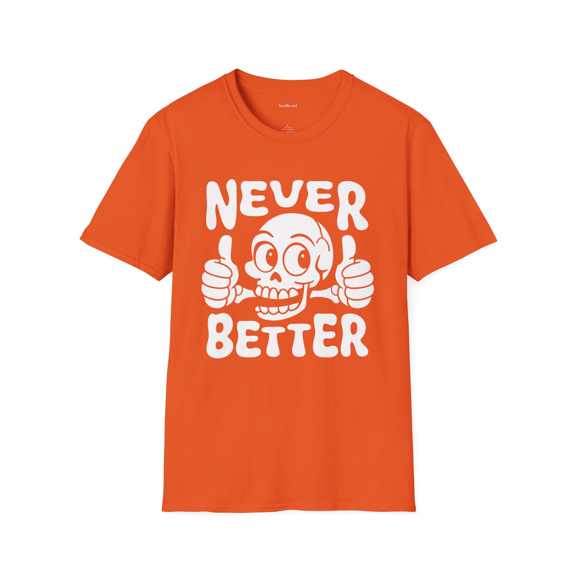 Never Better Skull Tee — Retro Thumbs-Up Graphic T-Shirt