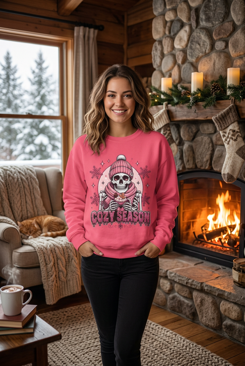Cozy Season Skeleton Crewneck Sweatshirt
