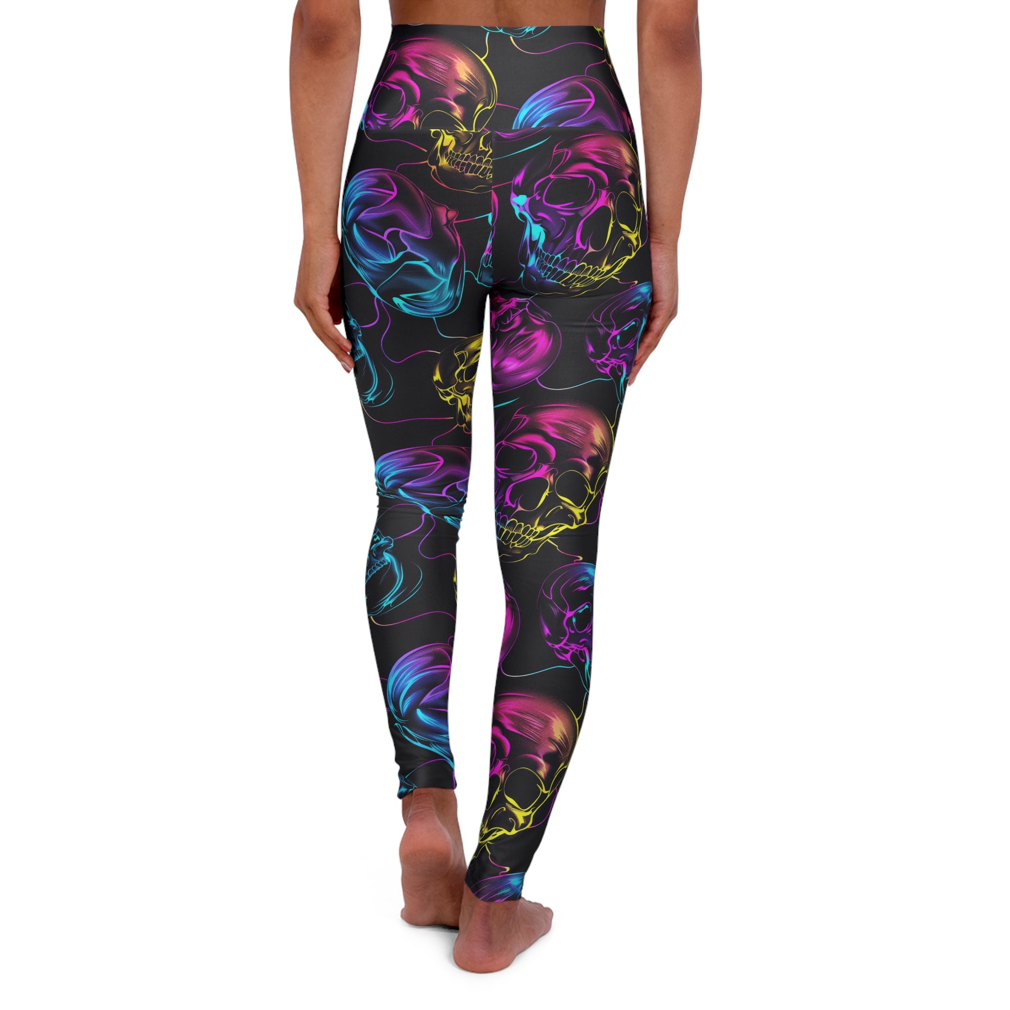Neon Skull -  High Waisted Yoga Leggings (AOP)