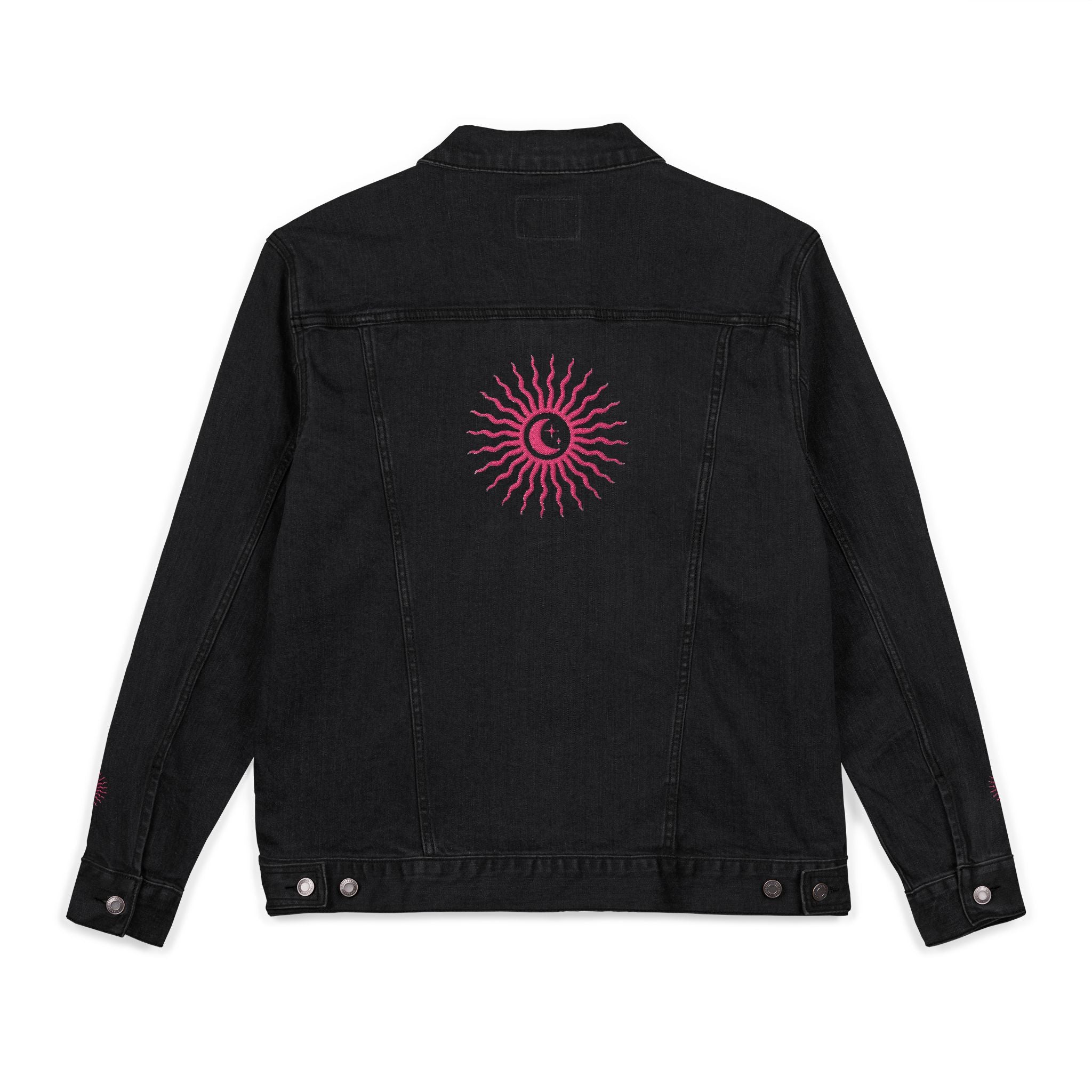 Sun and Moon Pink Unisex Denim Jacket (Embroidery)