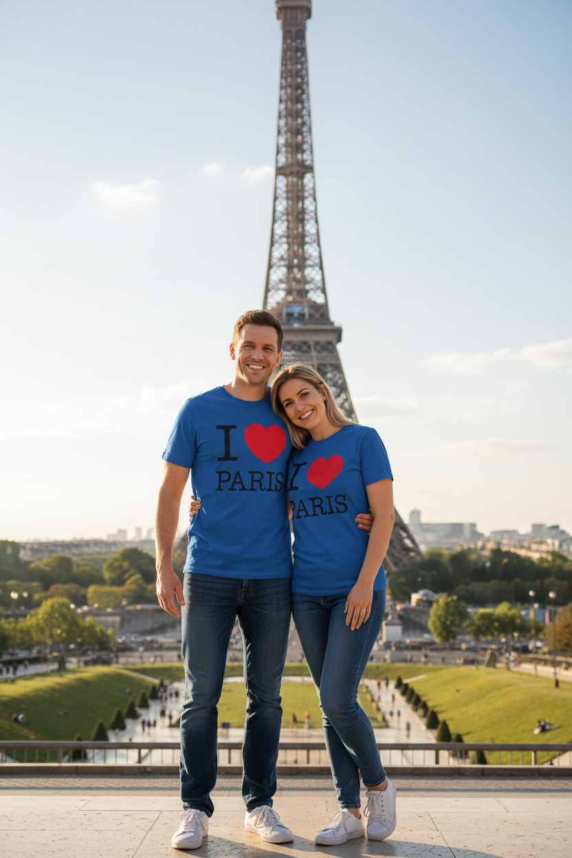 I Love Paris Unisex Softstyle T-Shirt 100% Cotton