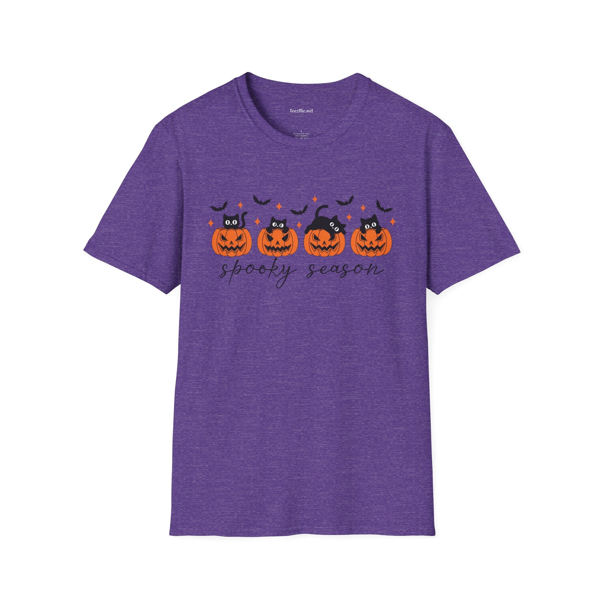 Spooky Season with Cats Unisex Softstyle T-Shirt 100% Cotton