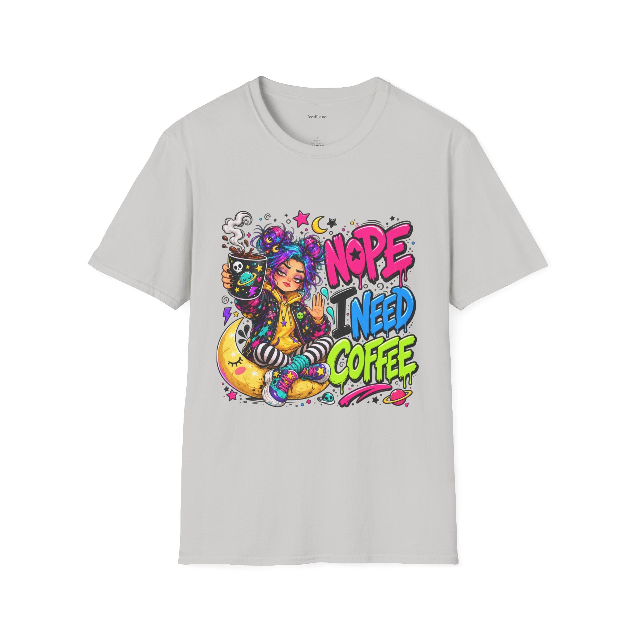 Nope I Need Coffee T‑Shirt — Colorful Coffee Lover Graphic Tee