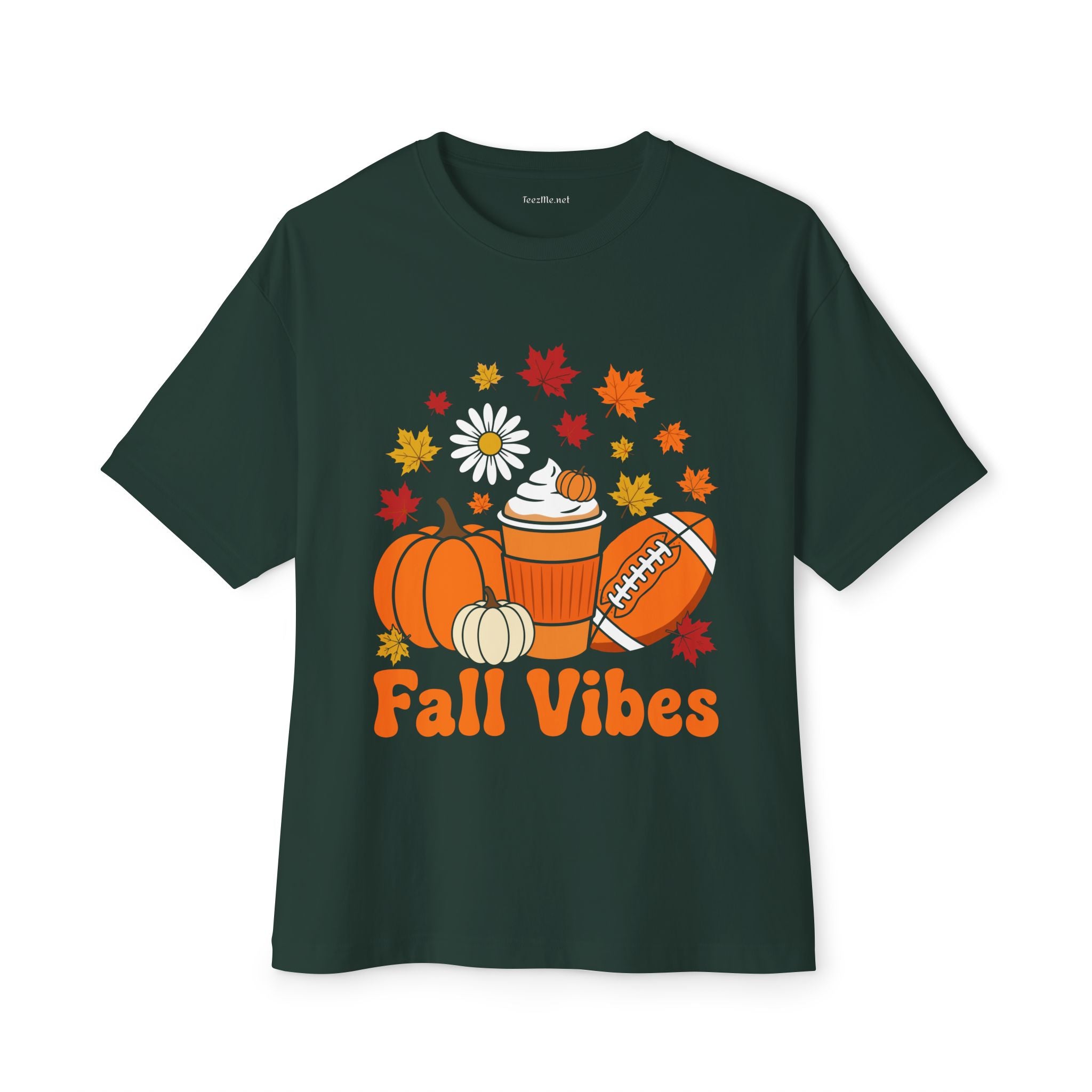 Fall Vibes Tee — Pumpkin Coffee & Football Autumn T-Shirt