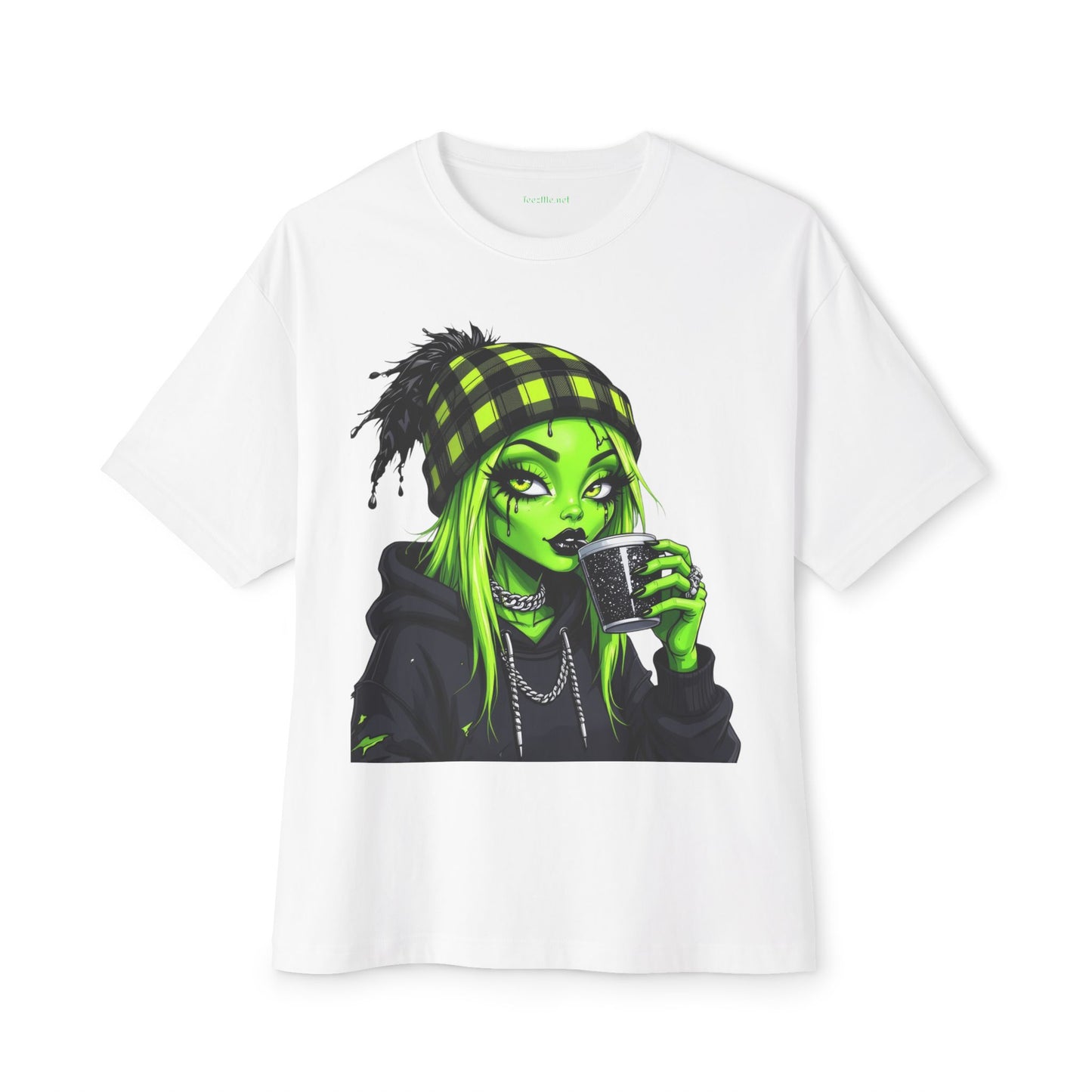 Alien Coffee Girl Unisex Oversized Boxy Tee