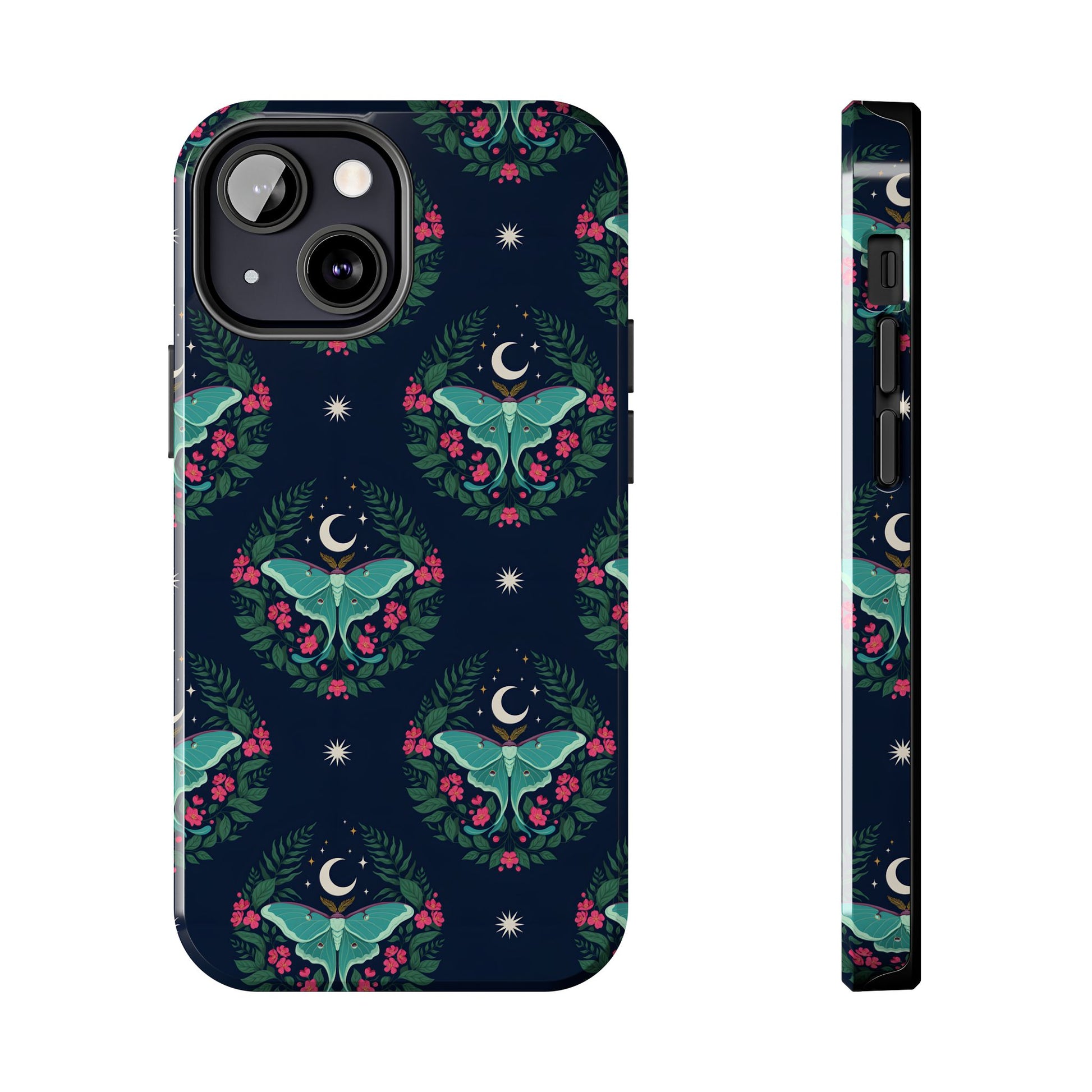 Moon Moth Tough Phone Case — Botanical Nightscape Protective Cover