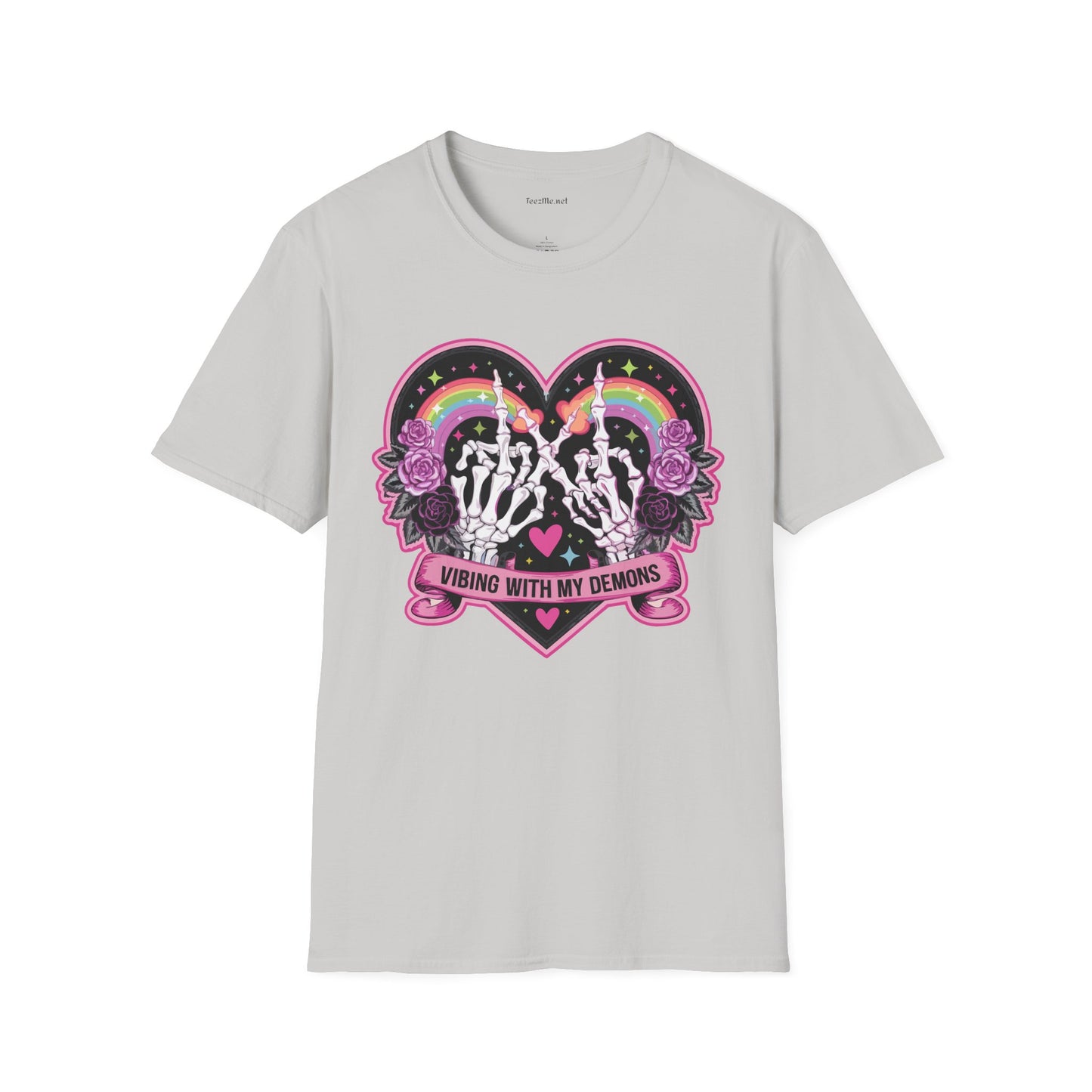 Vibing with My Demons Unisex Softstyle T-Shirt 100% Cotton Graphic