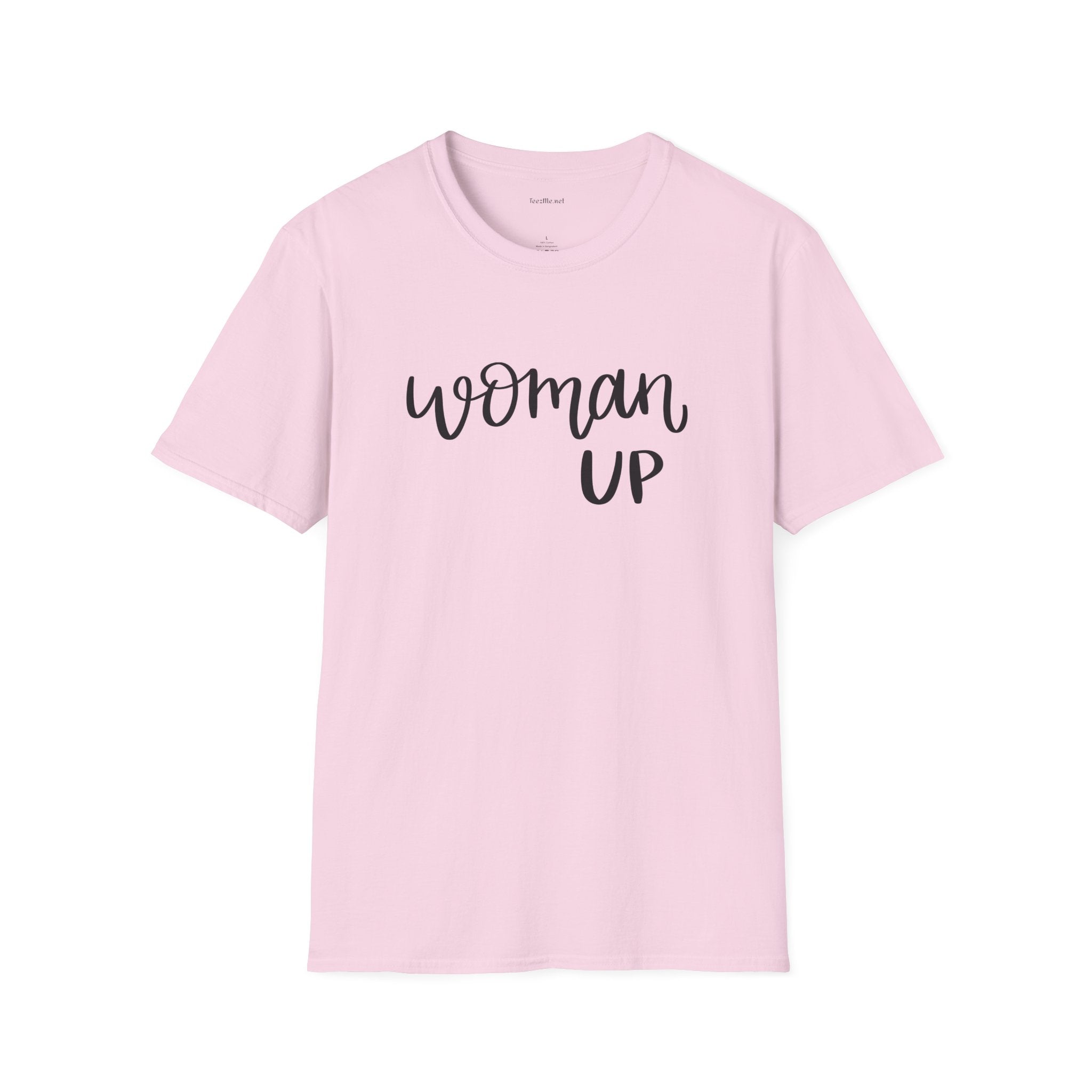 Woman Up T-Shirt — Feminist Empowerment Tee for Women, 'Woman Up' Script Design