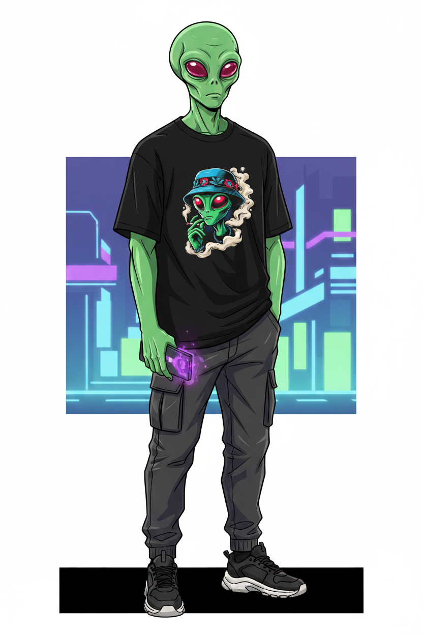 Alien Weed Unisex Softstyle T-Shirt 100% Cotton Graphic