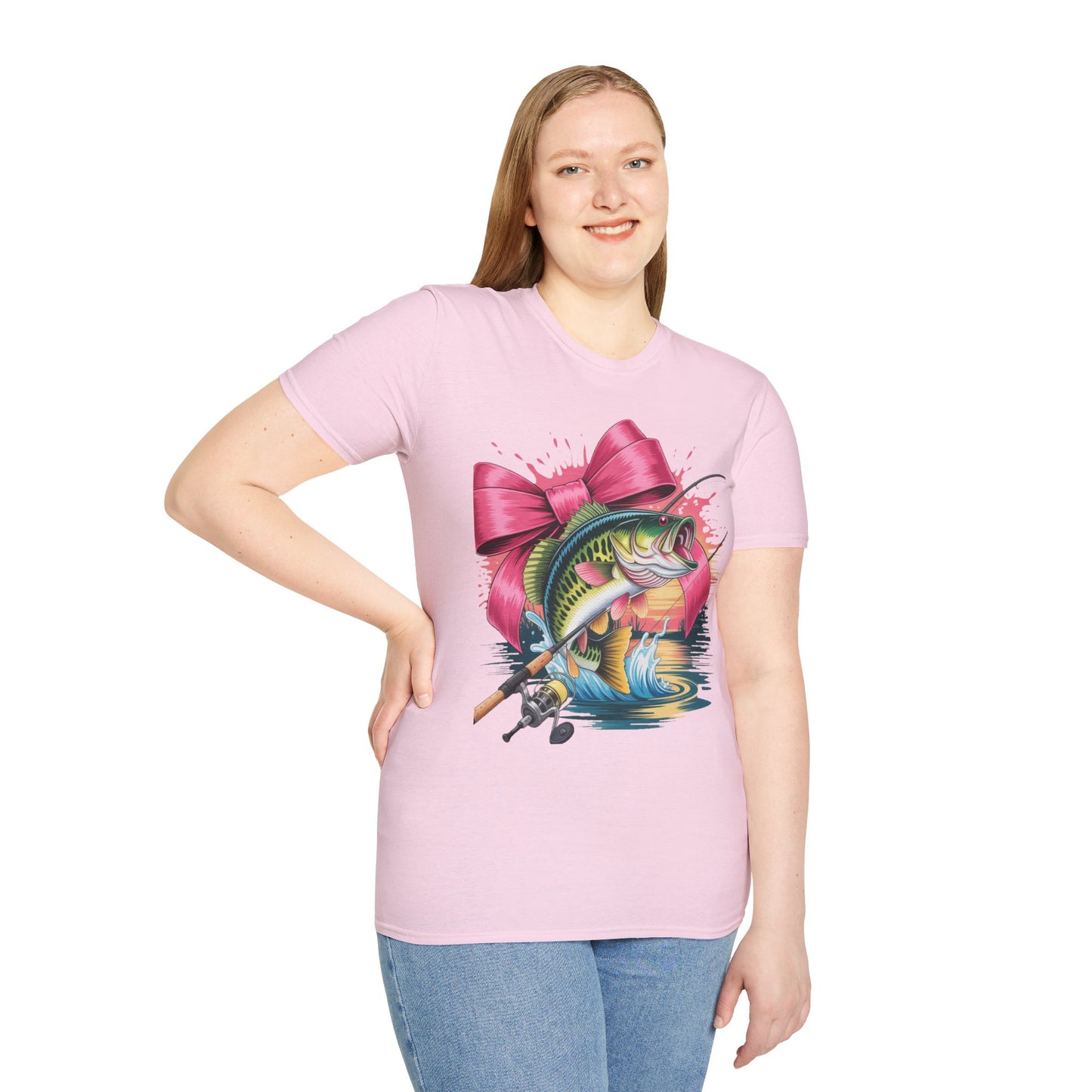 Fishing Girl - Unisex Softstyle T-Shirt 100% Cotton Graphic