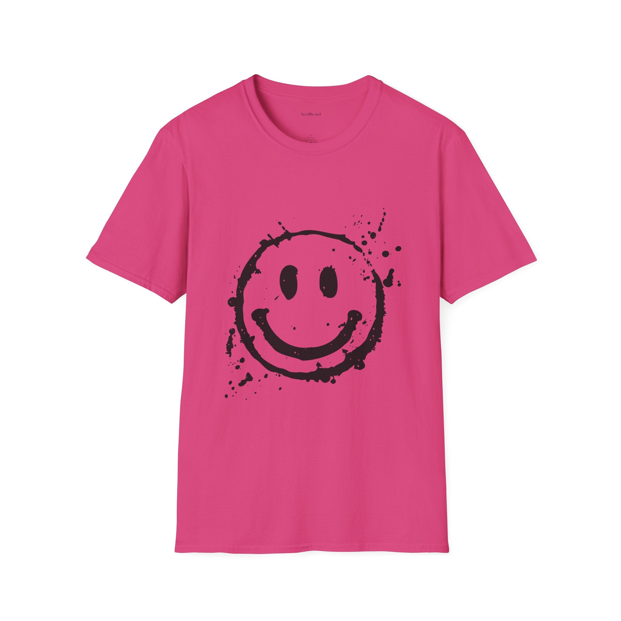 Smiley Splatter T-Shirt — Grunge Happy Face Graphic Tee