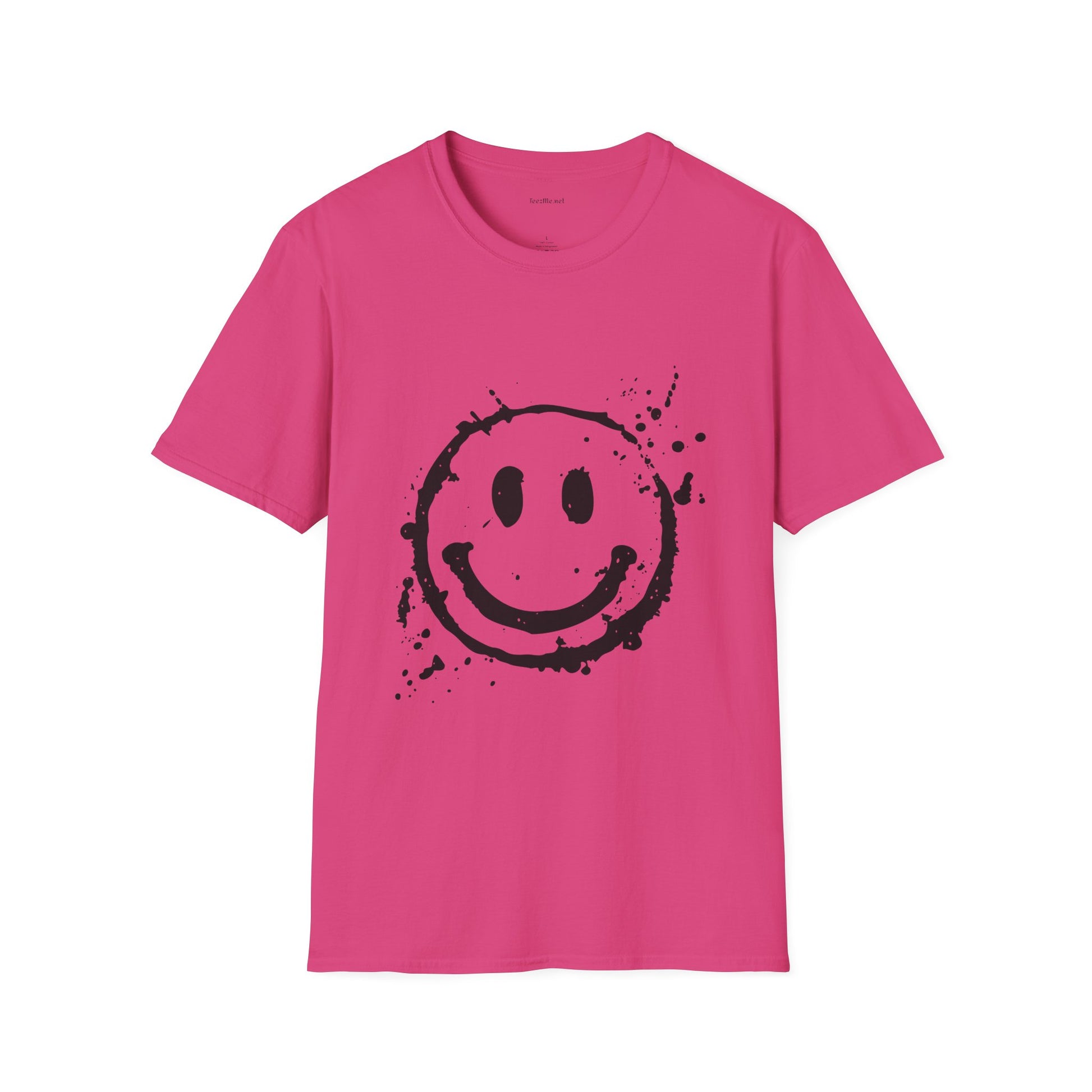 Smiley Splatter T-Shirt — Grunge Happy Face Graphic Tee