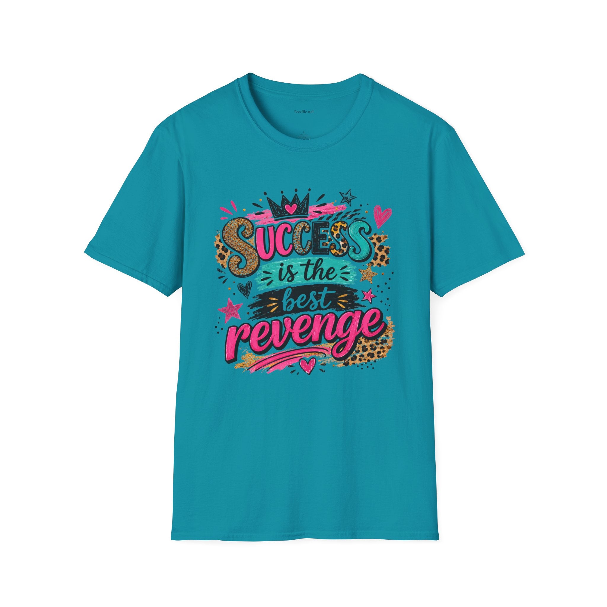 Success Is The Best Revenge T-Shirt — Leopard Print Graphic Tee, Motivational Gift