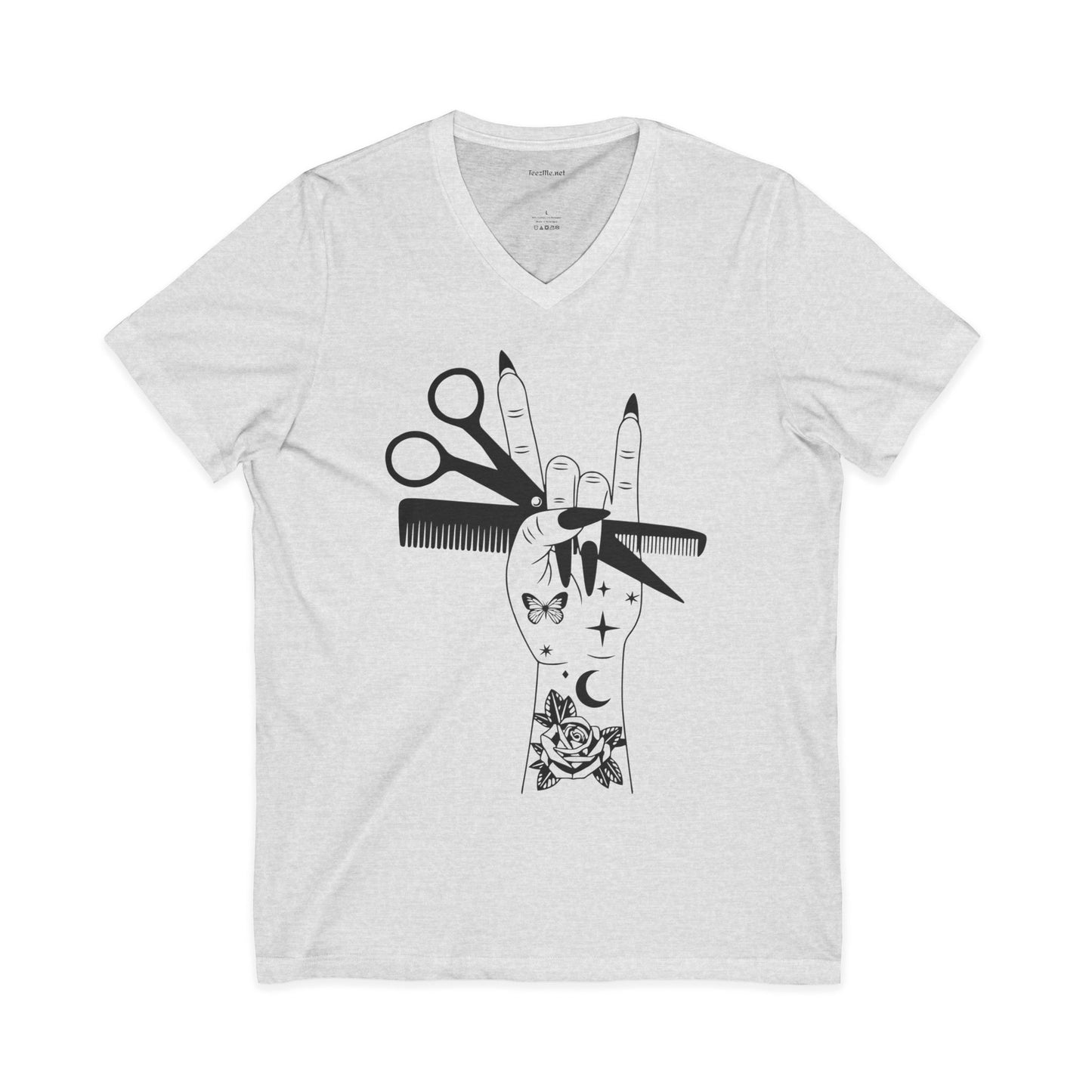 Hairsylist Boho Unisex Jersey Short Sleeve V-Neck Tee