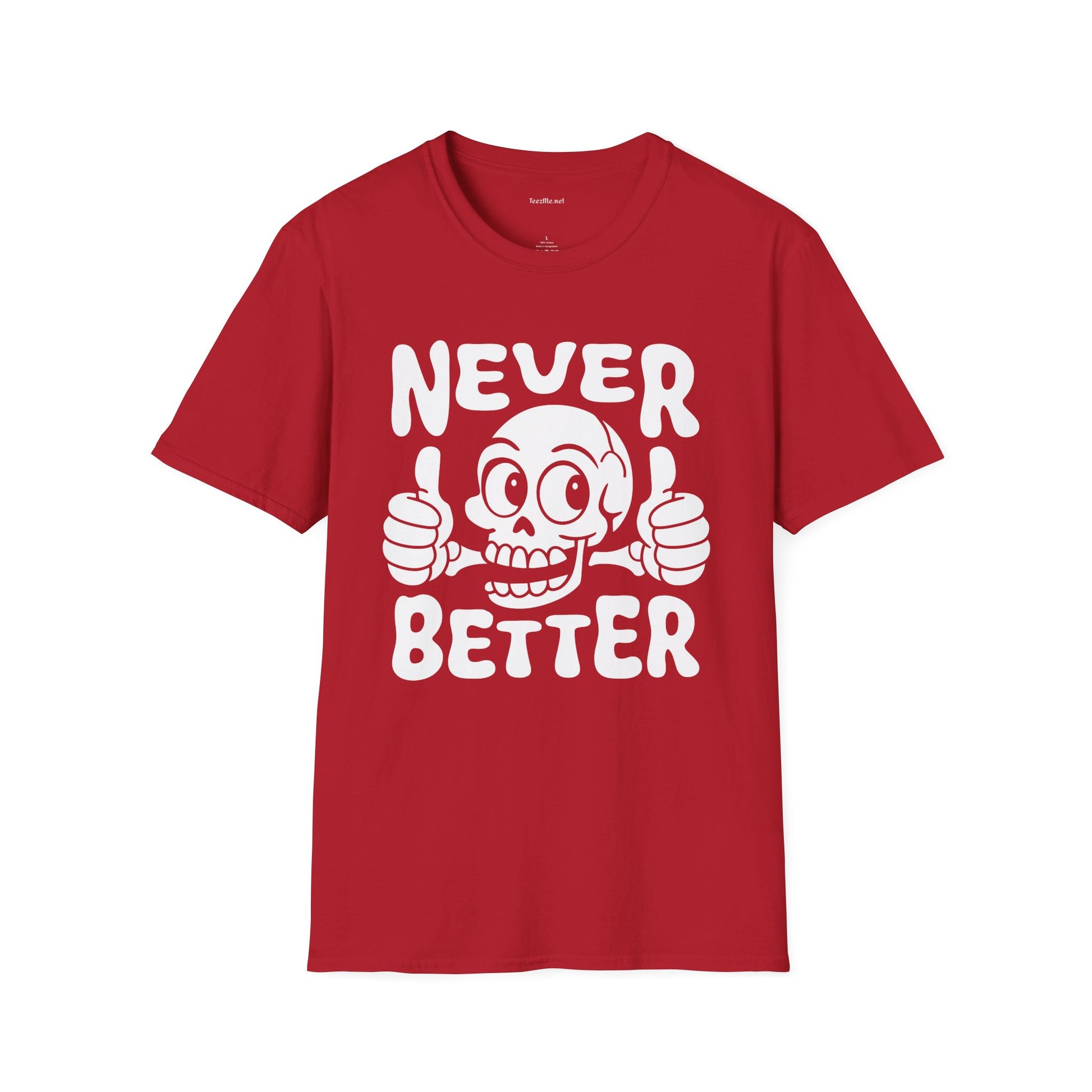 Never Better Skull Tee — Retro Thumbs-Up Graphic T-Shirt