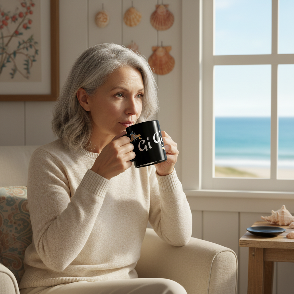 GiGi with seashells - Black Mug (11oz, 15oz) #Coffee #Tea #beach