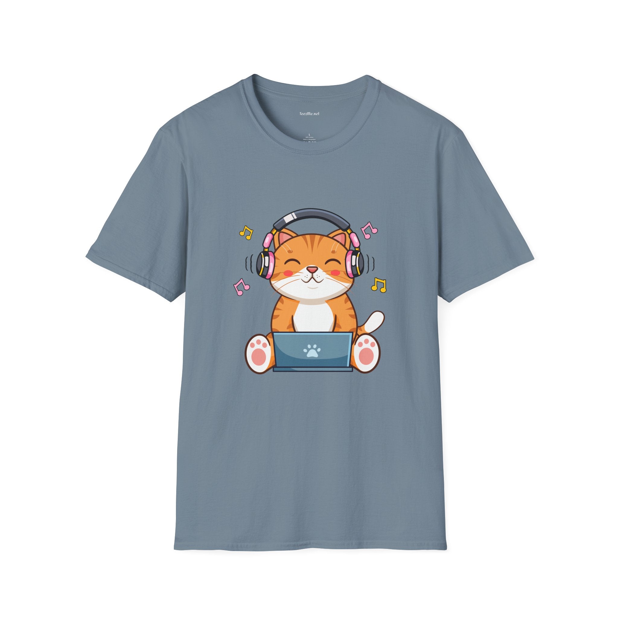 Cat with Headphones T-Shirt — Cute Music Kitty Tee