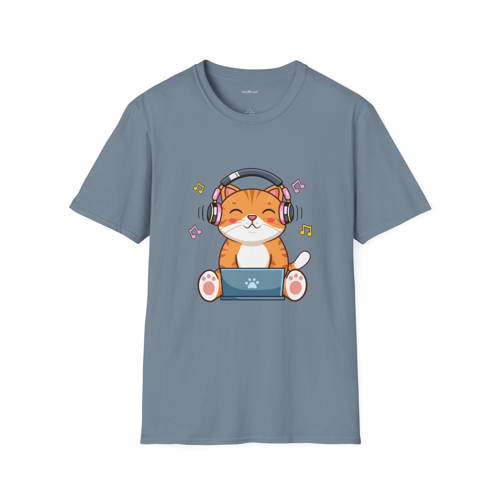 Cat with Headphones T-Shirt — Cute Music Kitty Tee