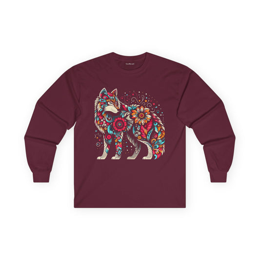 Wolf Floral1 Unisex Ultra Cotton Long Sleeve Tee