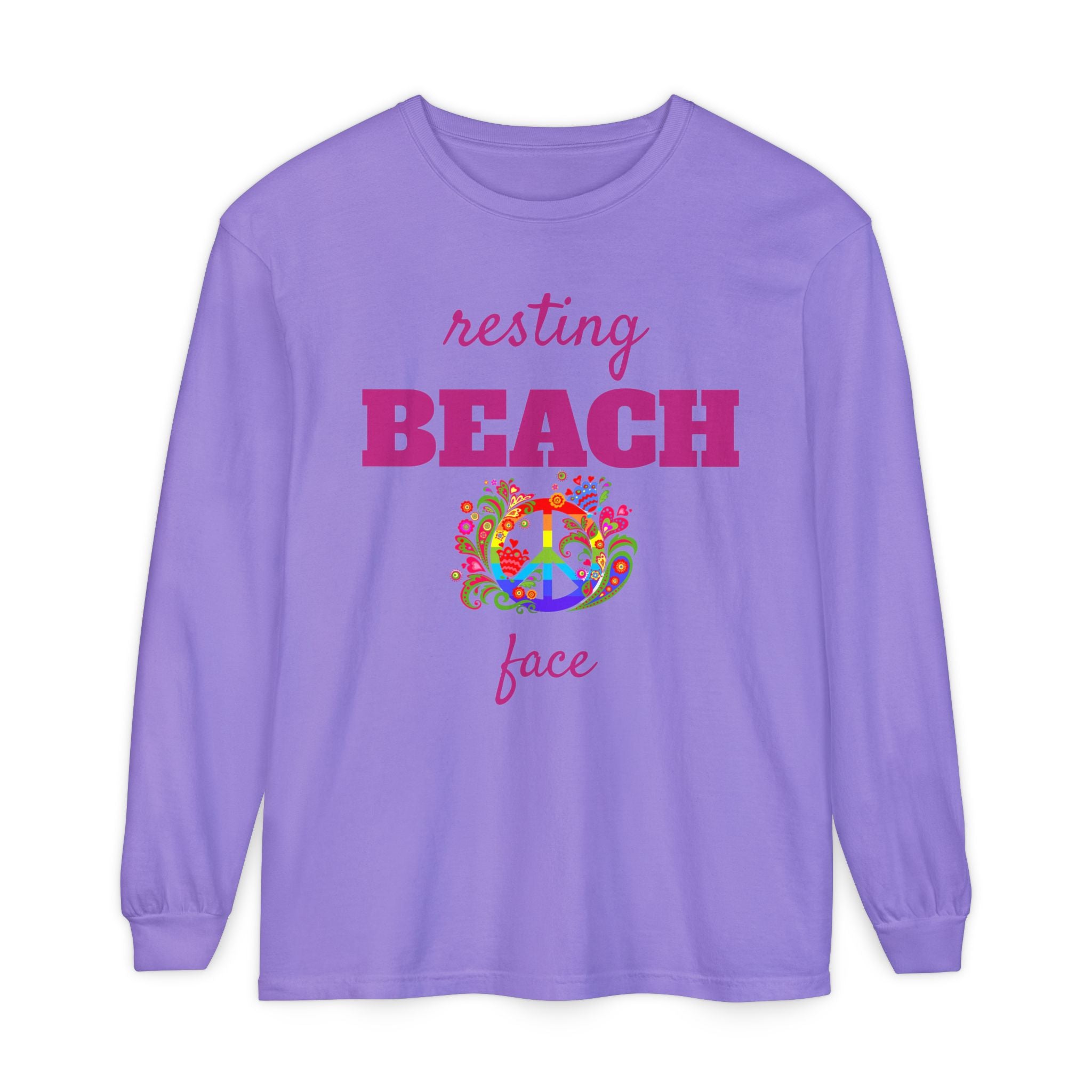 Resting Beach Face - Unisex Garment-dyed Long Sleeve T-Shirt