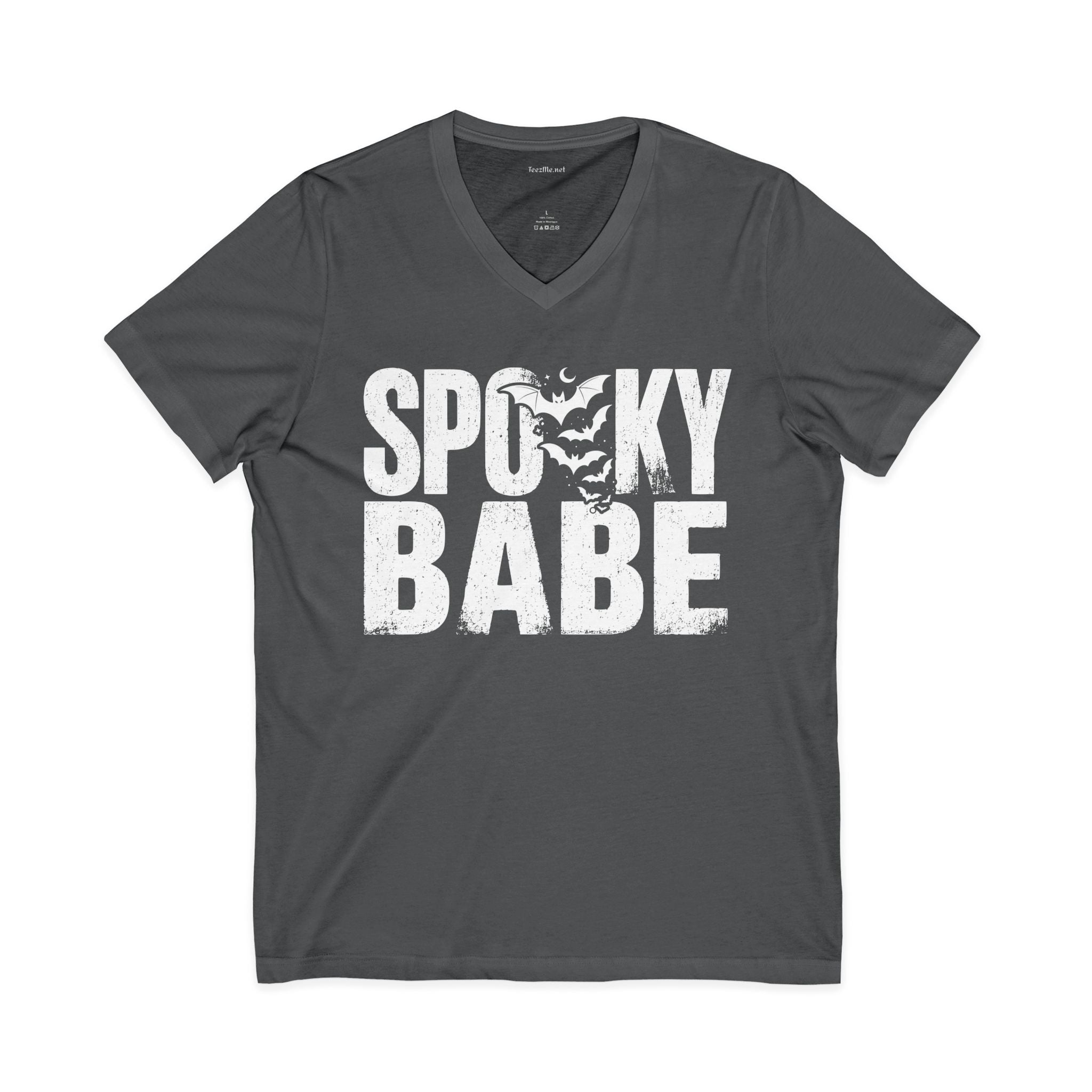 Spooky Babe V-Neck Tee — Halloween Graphic T-Shirt for Women