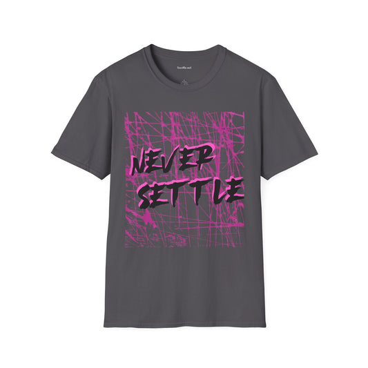 Never Settle (pink) Unisex Softstyle T-Shirt 100% Cotton