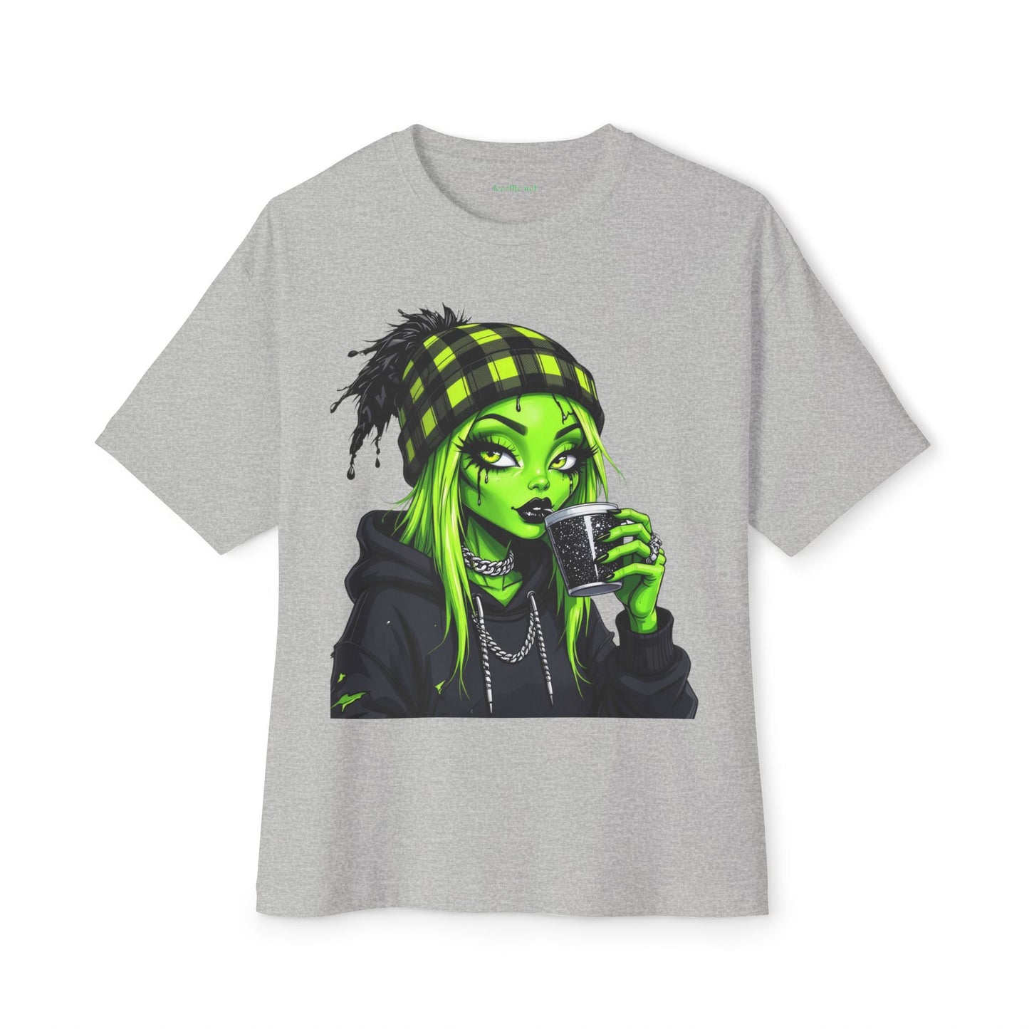 Alien Coffee Girl Unisex Oversized Boxy Tee