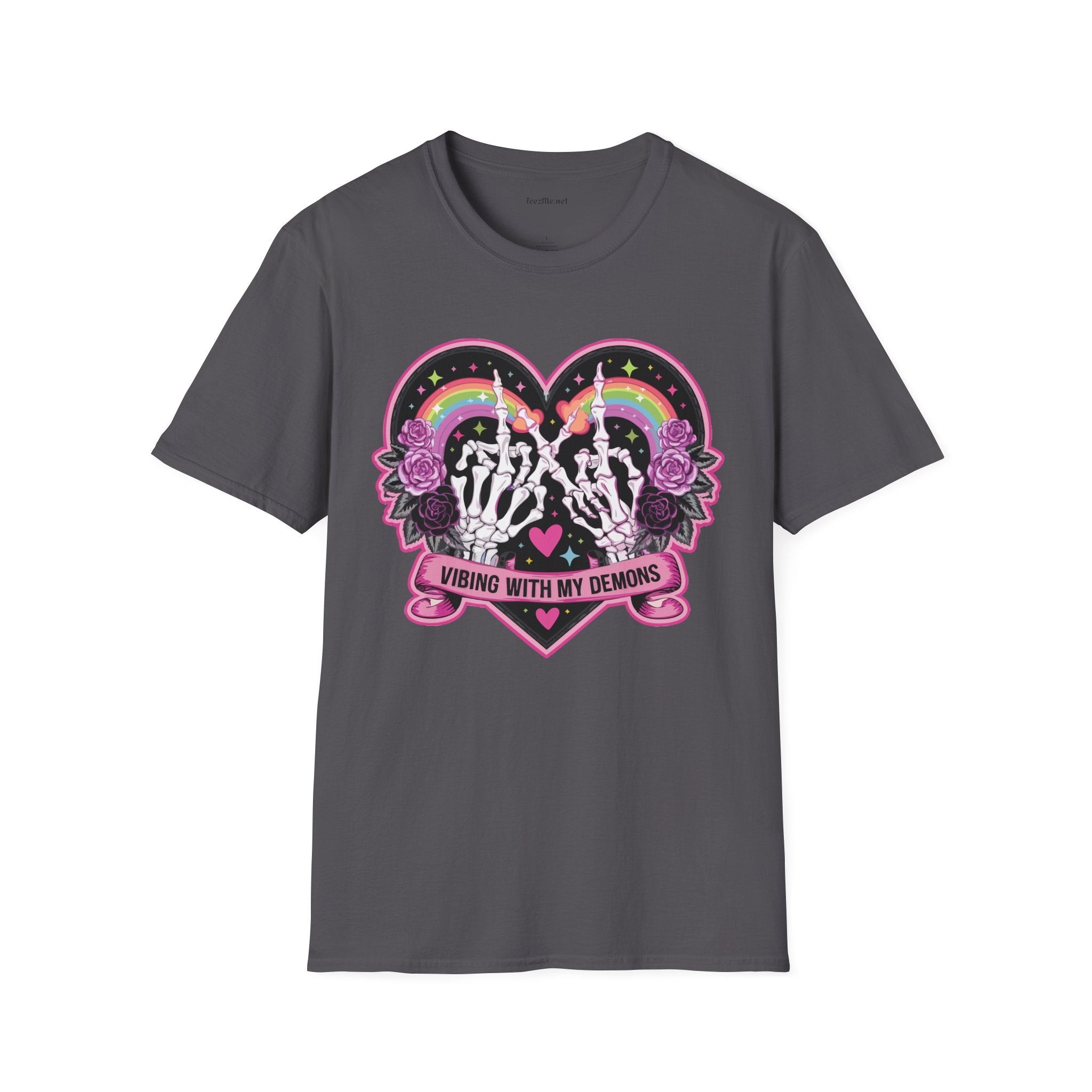 Vibing with My Demons Unisex Softstyle T-Shirt 100% Cotton Graphic