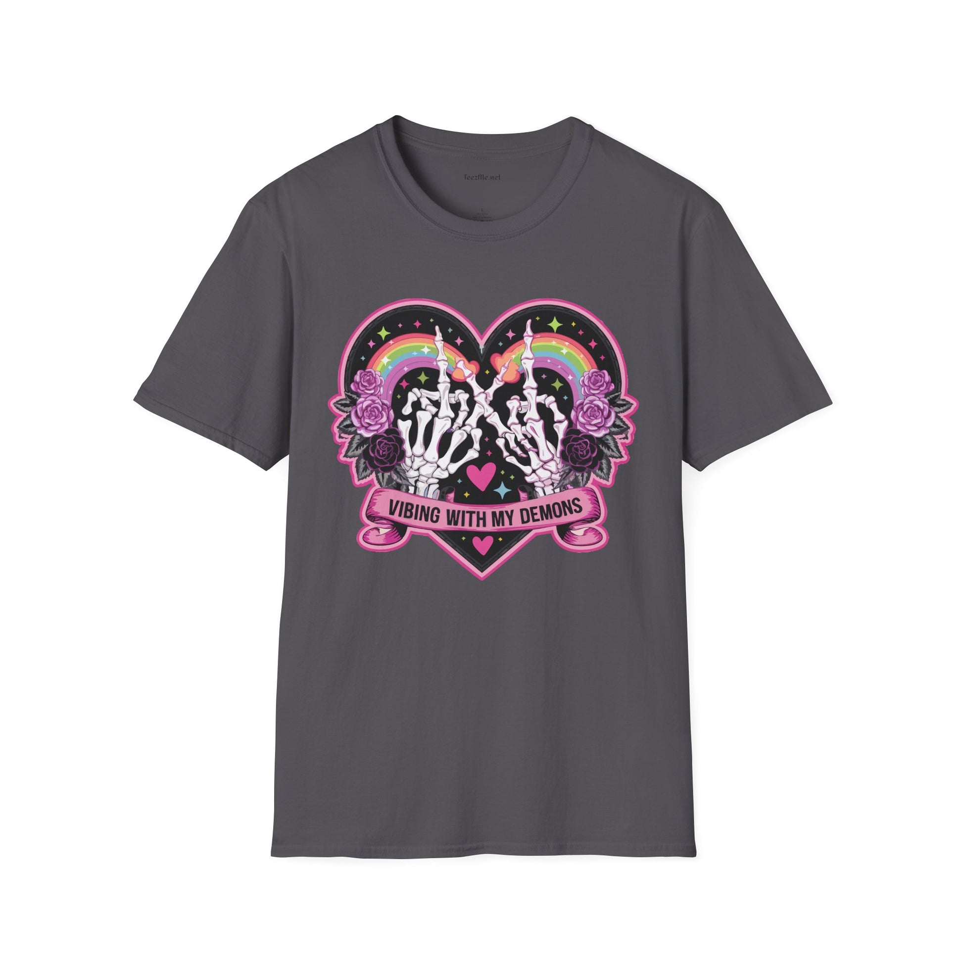Vibing with My Demons Unisex Softstyle T-Shirt 100% Cotton Graphic