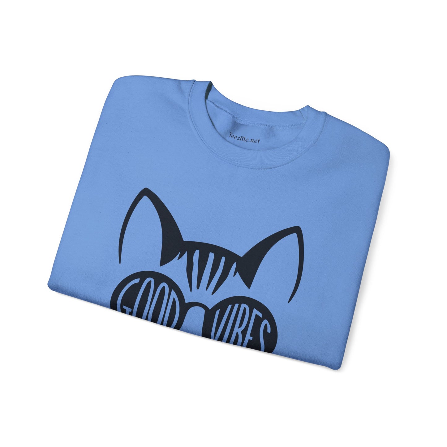 Good Vibes Cat Glasses  Unisex Heavy Blend™ Crewneck Sweatshirt Inspirational