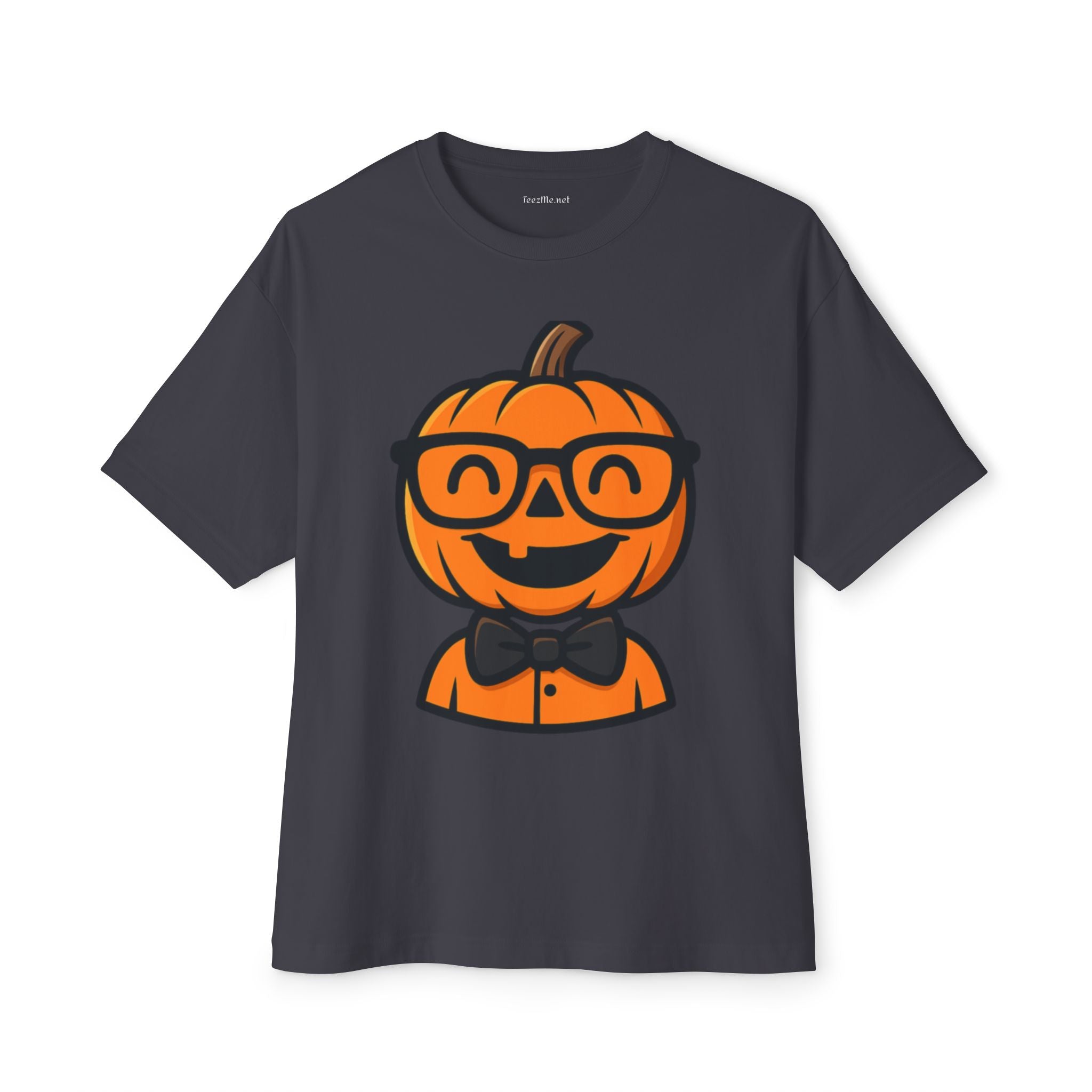 Geeky Pumpkin Halloween Tee — Jack-O'-Lantern with Glasses & Bow Tie