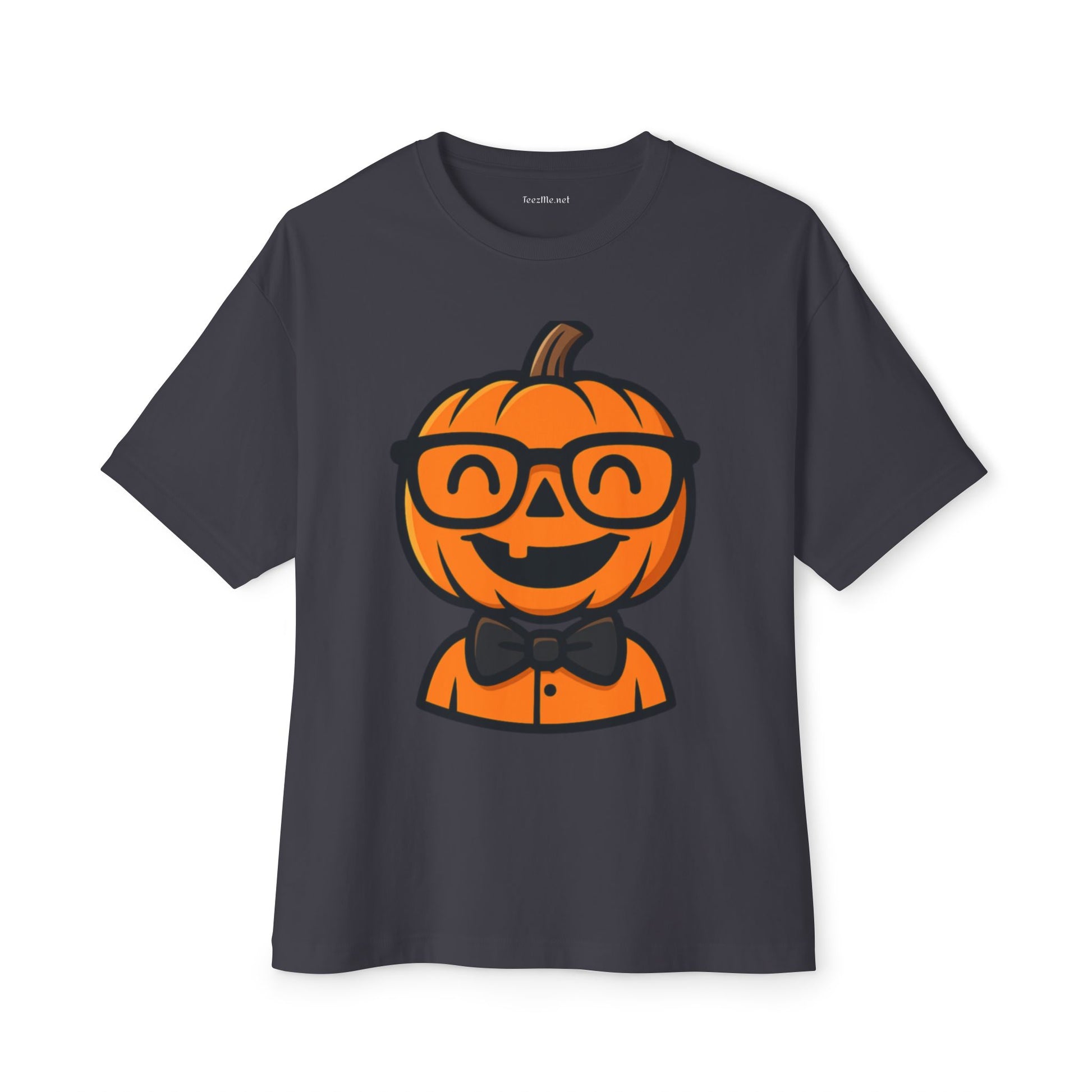 Geeky Pumpkin Halloween Tee — Jack-O'-Lantern with Glasses & Bow Tie