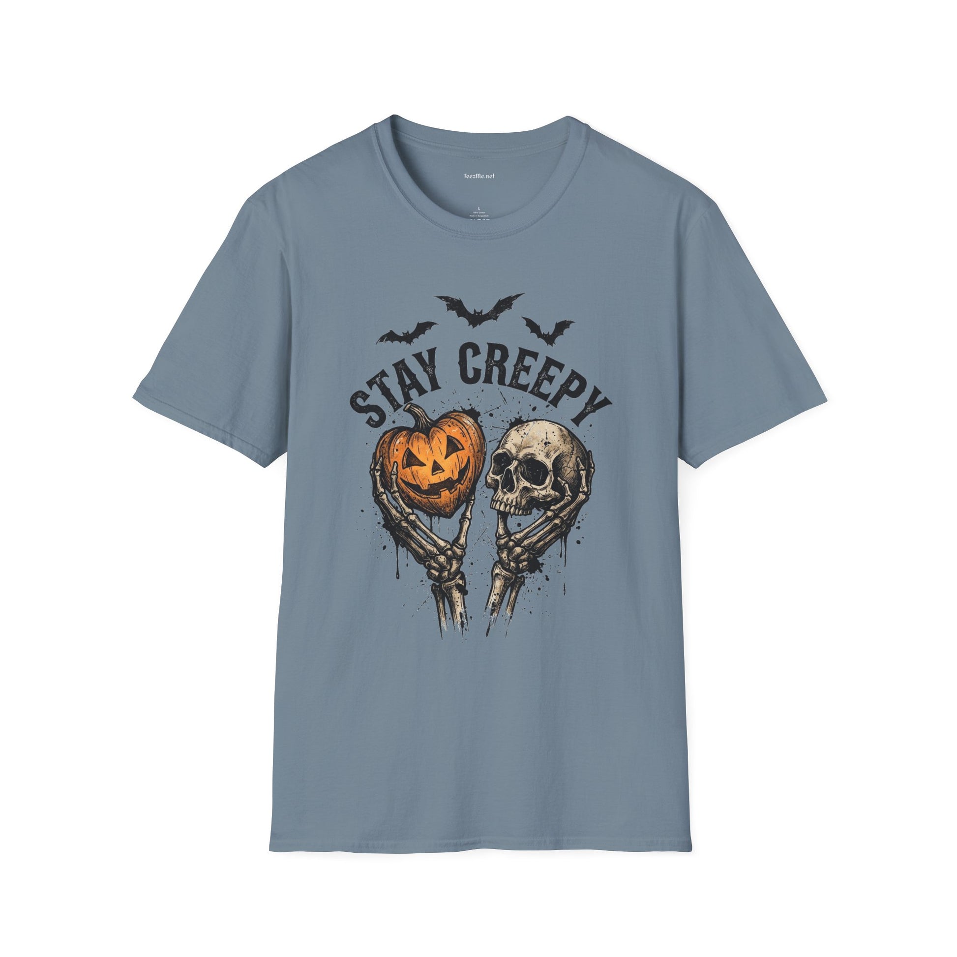 Stay Creepy Halloween T-Shirt — Pumpkin & Skull Spooky Graphic Tee