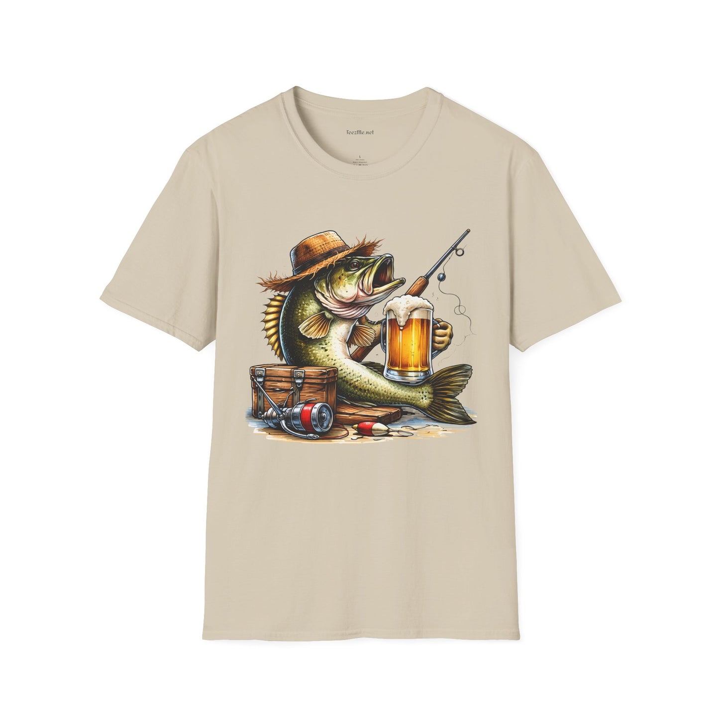 Bass Drinking Beer Unisex Soft Style T-Shirt 100% Cotton Graphic