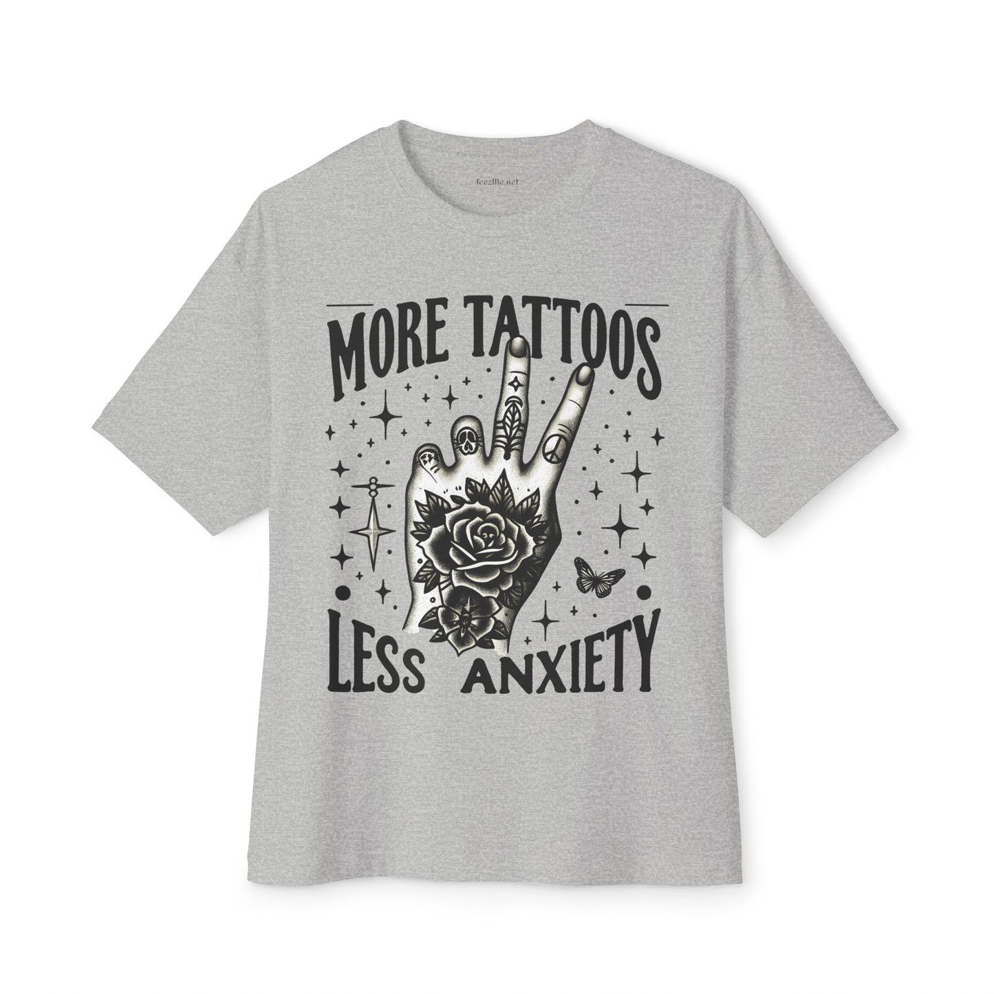 More Tattoos Less Anxiety Unisex Oversized Boxy Tee