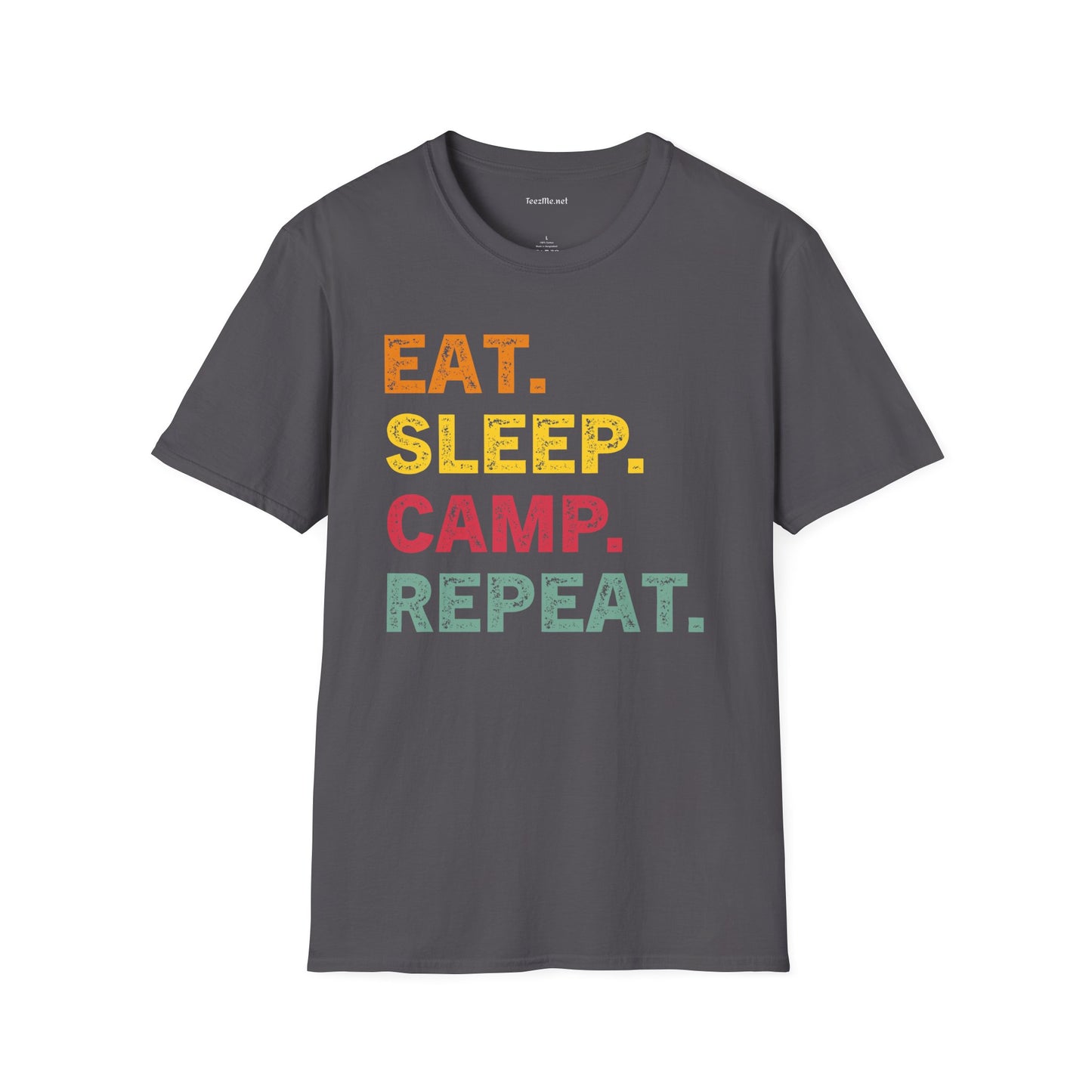 EAT SLEEP CAMP REPEAT Unisex Softstyle T-Shirt 100% Cotton Graphic