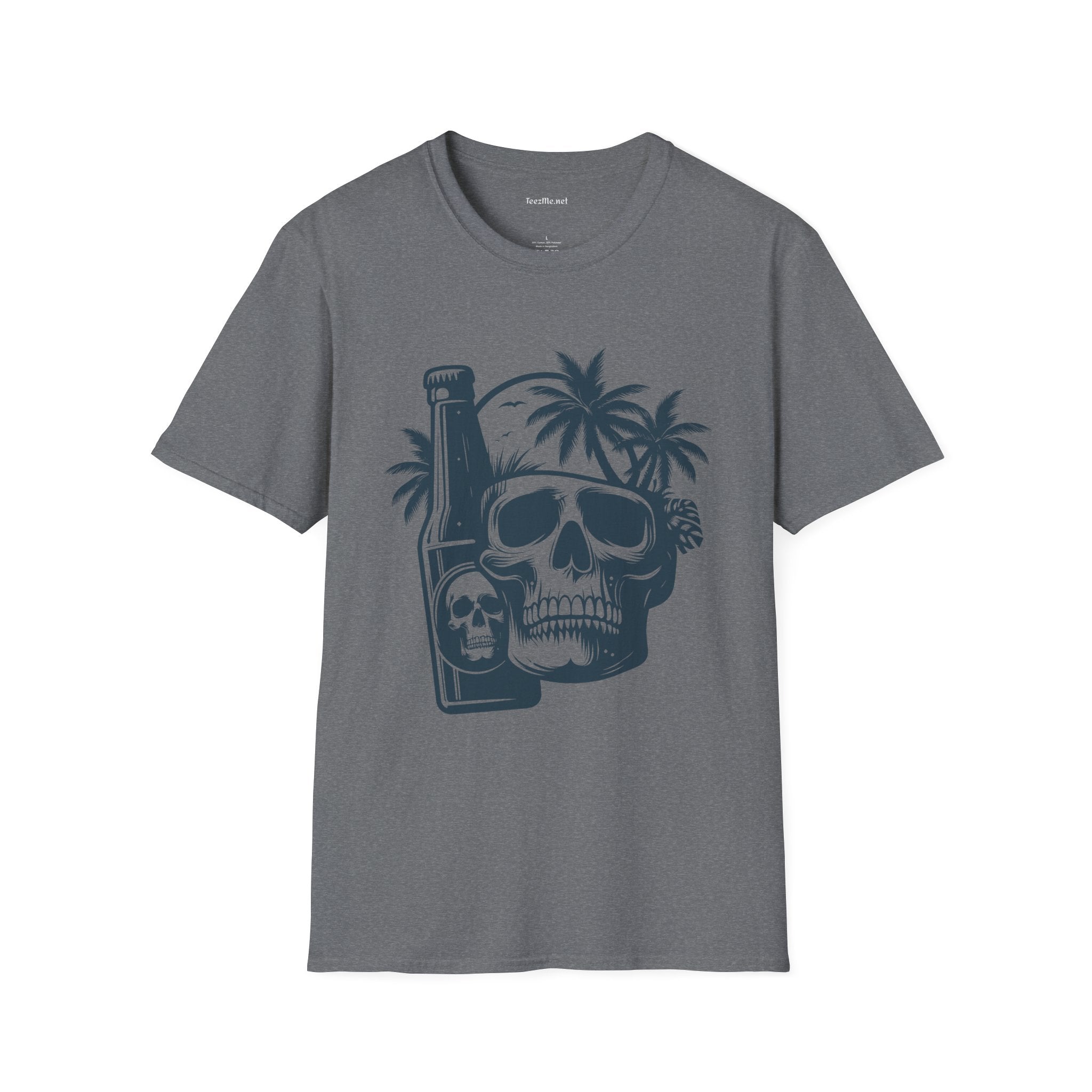 Skull with Beer 01 Unisex Softstyle T-Shirt 100% Cotton