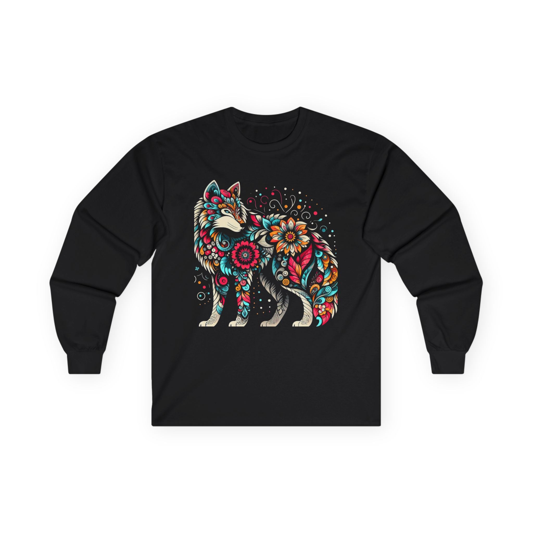 Wolf Floral1 Unisex Ultra Cotton Long Sleeve Tee