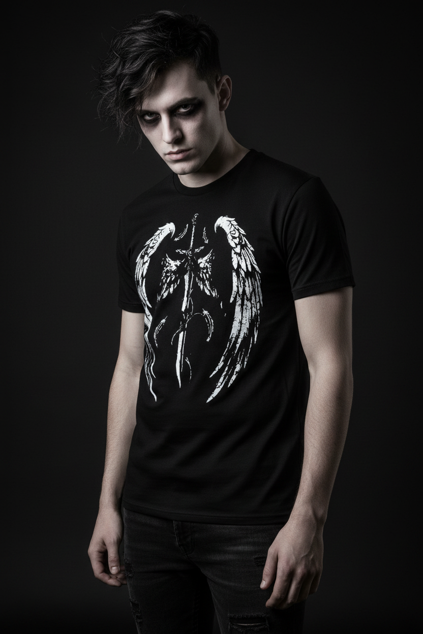 Angel Wings T-Shirt — Distressed White Wing Back Graphic Tee