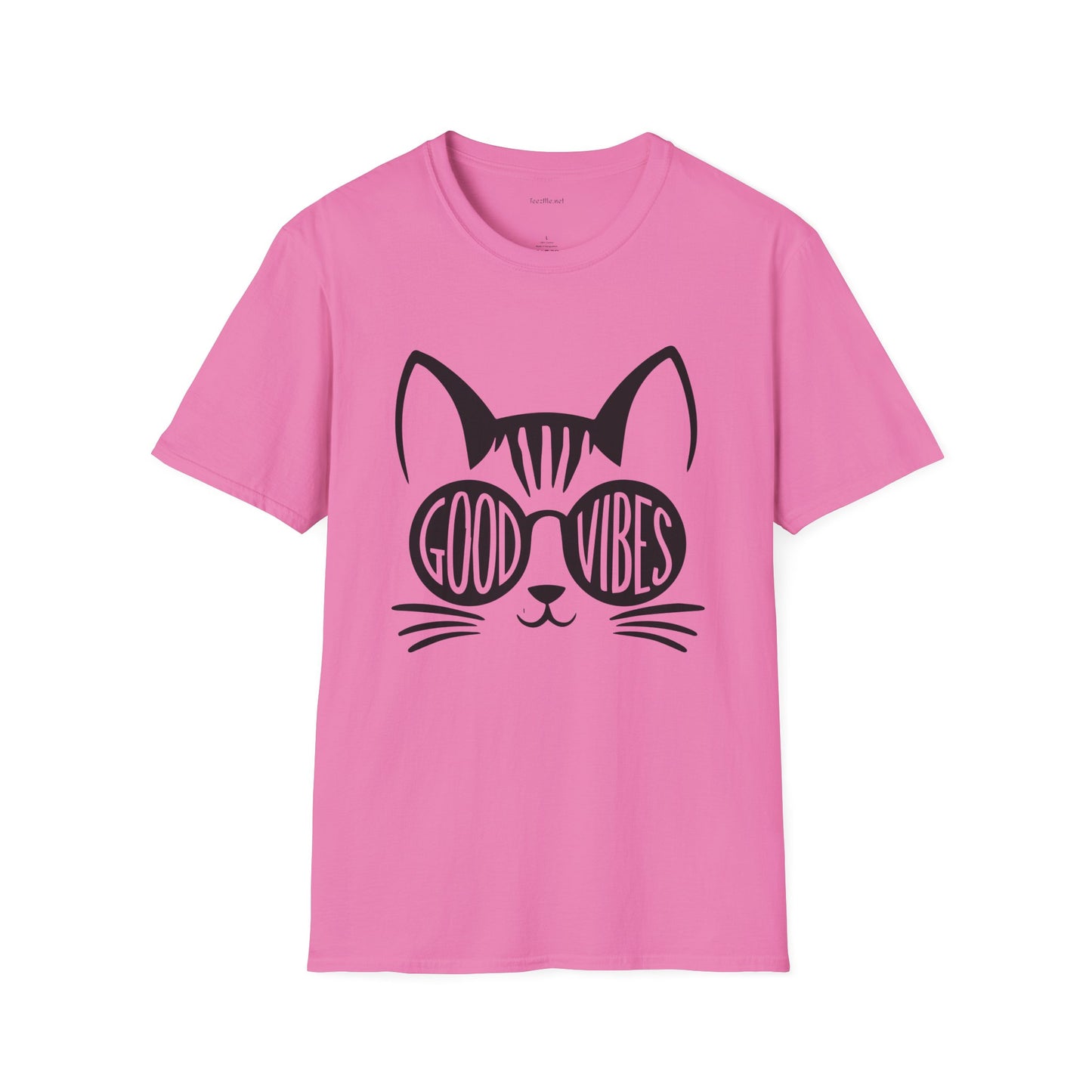 Good Vibes Cat Glasses 01 Unisex Softstyle T-Shirt 100% Cotton Graphic