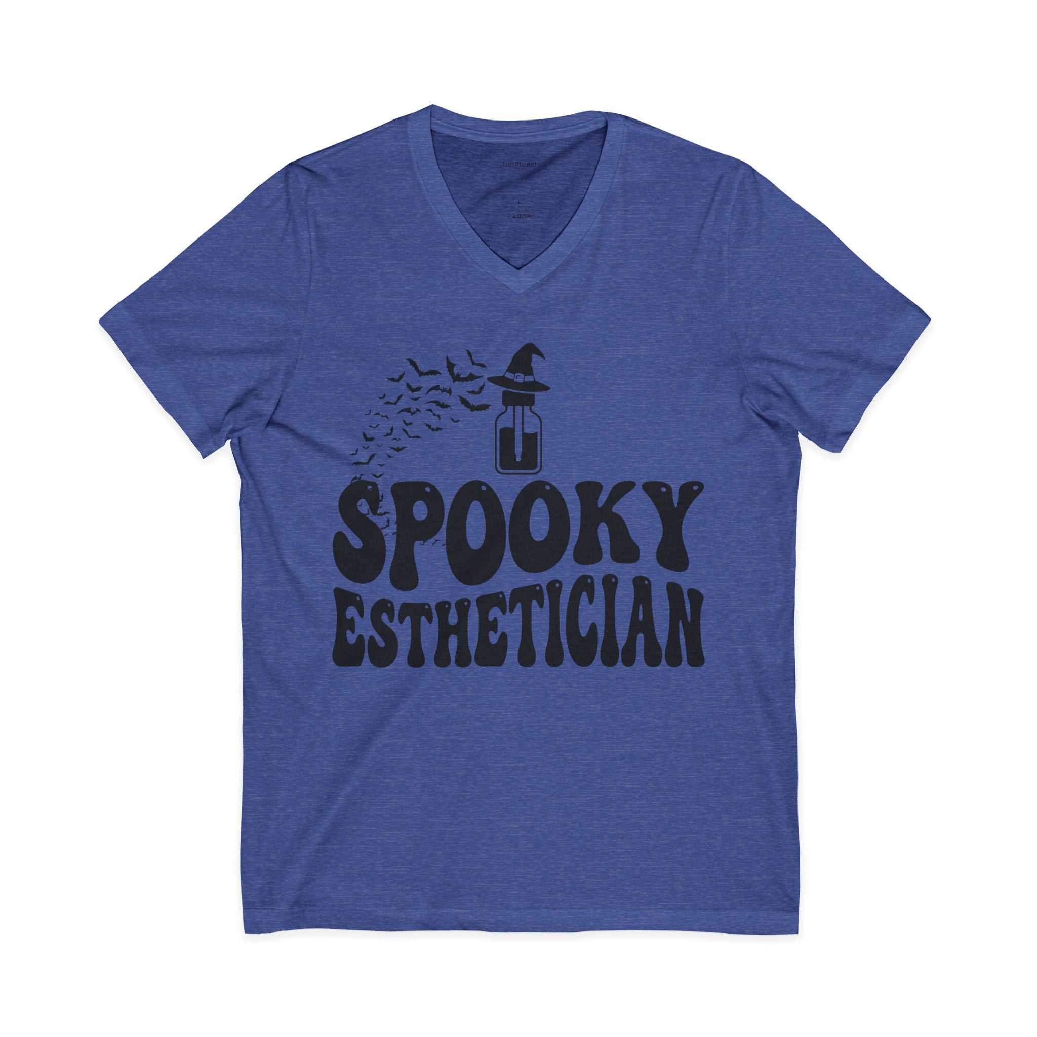 Spooky Esthetician V-Neck T-Shirt — Halloween Witch Skincare Tee